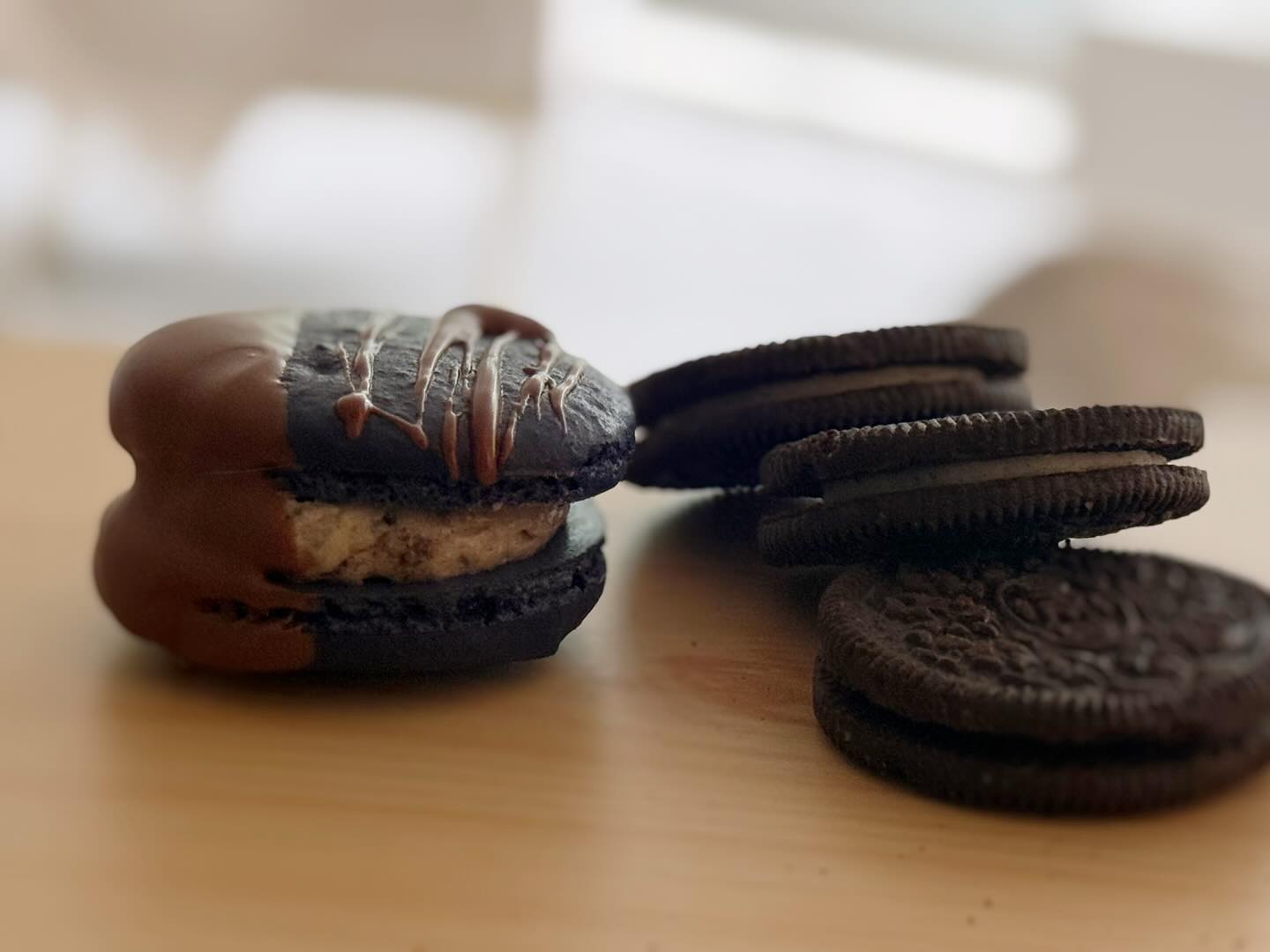 Oreo cheesecake chocolate covered macarons. 🫠✨♥️