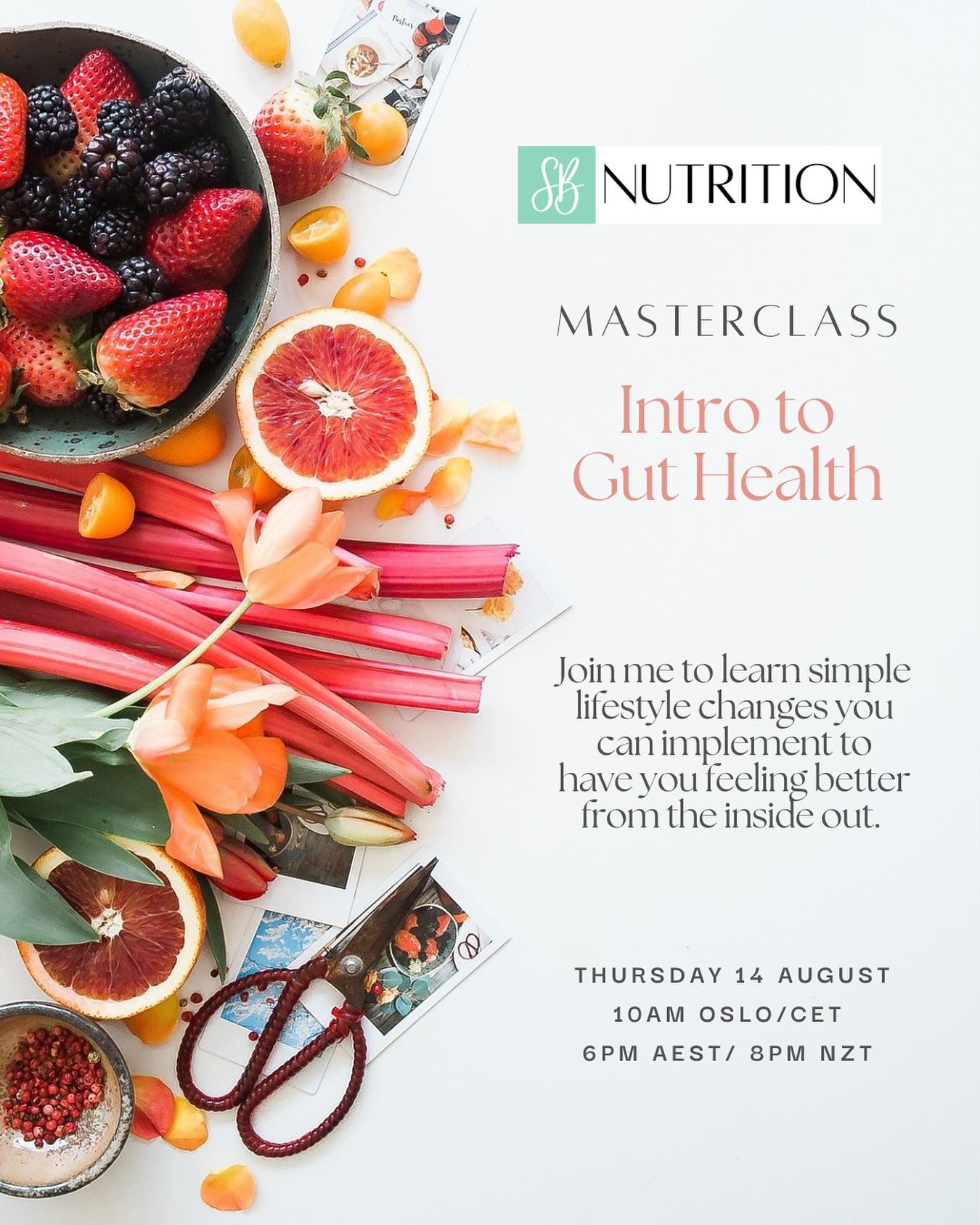 Struggling with uncomfortable digestive symptoms that affect your daily life? Or maybe you’re just looking to support your overall health by taking better care of your gut microbes?
If you’re interested in learning some simple lifestyle changes you can implement to help you feel better from the inside out, then I’d love you to join me next month for my FREE “Intro to Gut Health” masterclass.
You can find out more and register to attend at the link in my bio 👆🏼
Questions about the masterclass? Feel free to comment below 👇🏼 or send me a direct message 😊