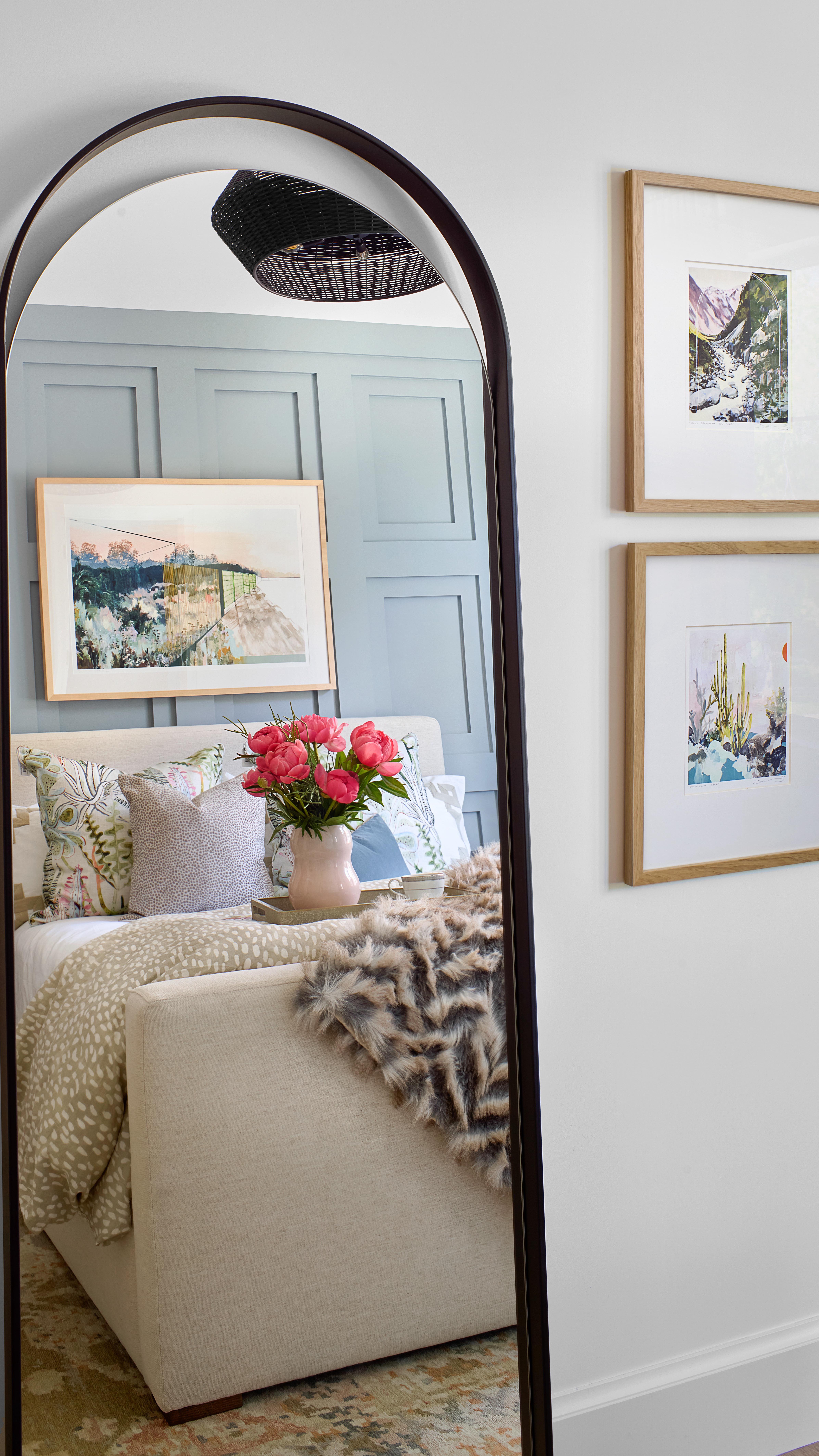 Watch for the mirror—do you spot those dreamy landscapes? They are by the incredibly talented @noellephares, whose work blends nature and structure in the most stunning way. We’ve admired her for years, and getting to feature her art in this year’s HGCO Designer Showhouse was truly an honor. 🤍
Noelle travels all over capturing beauty, but we’re lucky to call her a local—and even luckier to call her a collaborator. Thank you, Noelle, for your generosity and for helping us bring this room to life.
#HGCOShowhouse #NoellePhares #GuestBedroomDesign #DenverInteriorDesign #ColoradoArtists #DesignWithHeart #MirrorMoment #InteriorInspo #ArtInDesign #EandEDesign #ShowhouseStyle #SupportLocalArt #ModernRomantic #CollectedInteriors