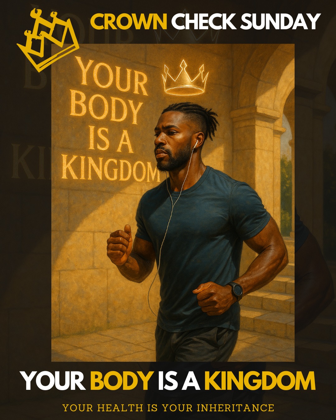 Your health is your inheritance.
Today’s check-in:
– Did I drink enough water?
– Did I move my body?
– Did I fuel it or just fill it?
You don’t have to do it all.
Just honor the vessel that carries your greatness.
#CrownCheckSunday #BlackMensHealth #StrongKingsLiveLong