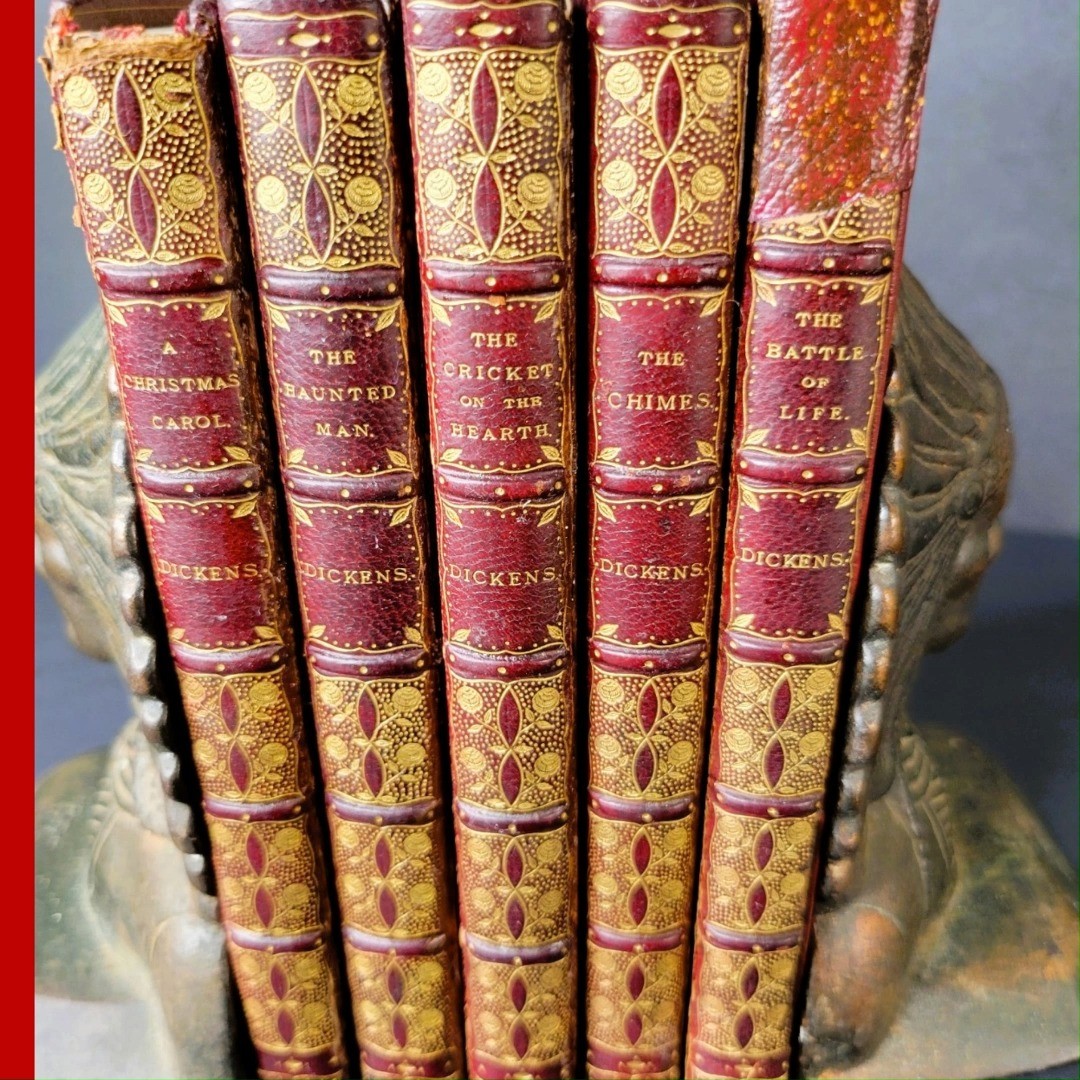 🎄✨ Rare Dickens alert! Straight from the library of Lila Vanderbilt Field, this Warsfold uniformly bound red morocco set of The Christmas Books (1844–1848) by Charles Dickens is bursting with Victorian charm and bibliographic intrigue.
🔴 Original red cloth covers and spines preserved at the rear of each book.
📖 First or early editions, hand-colored plates, & ghostly tales
👻 A Christmas Carol, The Chimes, The Cricket on the Hearth, Battle of Life, The Haunted Man
💎 Gilded edges, silk ribbons, and rich provenance
Own a piece of holiday magic from a Gilded Age heiress & her collector husband—where philanthropy met literary passion. Dickens never looked so luxe at Barron Rare Books.
.
.
.
#RareBooks #DickensChristmas #BookCollectors #VictorianLiterature #GildedAgeLibrary #LilaVanderbiltField #HolidayReading #BibliophileBliss #WorsfoldBinding #CharlesDickens #BookstagramVintage #AntiquarianBooks #ChristmasCarolMagic