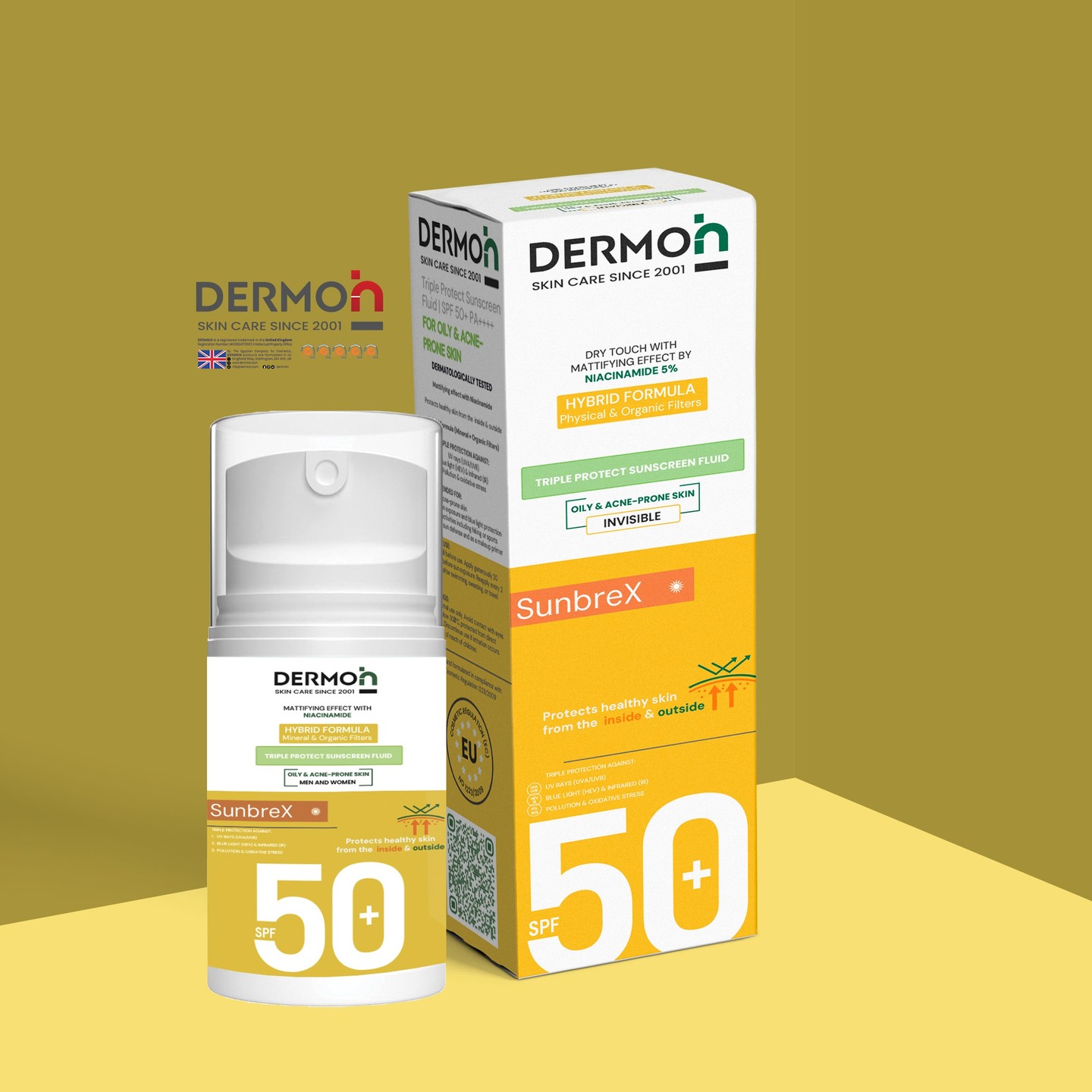 SUNBREX TRIPLE PROTECT SUNSCREEN DRY TOUCH FLUID SPF 50+ INVISIBLE FOR OILY & ACNE-PRONE SKIN
DRY TOUCH with mattifying effect by Niacinamide 5%
Protects healthy skin from the inside & outside
Hybrid Formula (Physical + Organic Filters)
Triple Protection against:
1. UV rays (UVA/UVB)
2. Blue light (HEV) & Infrared (IR)
3. Pollution & oxidative stress
Recommended For:
Oily and acne-prone skin
Daily urban exposure and blue light protection
Outdoor activities including hiking or sports
Everyday sun defense and as a makeup primer