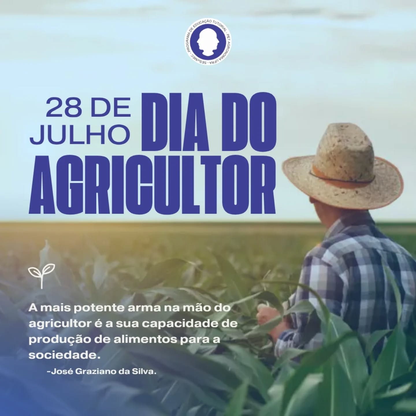 No dia 28 de Julho é celebrado o Dia do Agricultor. O PET Agronomia homenageia aqueles que fazem da terra o seu maior legado.
A cada semente plantada, o agricultor fortalece o futuro do nosso país. Nosso respeito e gratidão a quem faz a agricultura florescer todos os dias! 💚🌱
#DiaDoAgricultor #PETAgronomia #UFRA