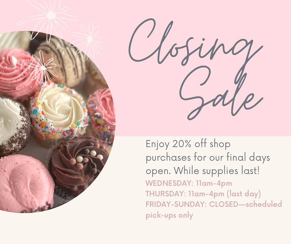 After so many sweet memories, we’ll be closing our doors for the last time this Thursday, July 31st.
To thank you for all the love and support, we’re offering 20% off all in-shop purchases during our final days.
Whether you’ve been with us since day one or just discovered us recently, we’re so grateful for every visit, every kind word, and every shared treat.
Come by, stock up, and let us say thank you in person. 🧁✨
With love,
A Sweet Design
