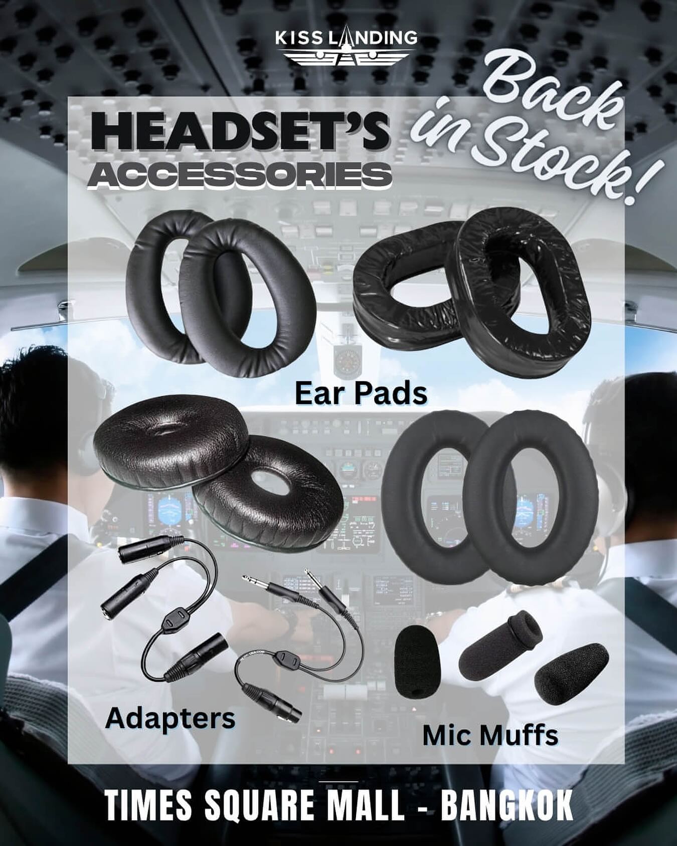 Need to change your headset’s ear pads? Compatible with Telex, Lightspeed, or Bose headsets, all our headset’s accessories are now back in stock 👨✈️👩✈️
Visit our store in Bangkok, Times Square mall @ Asoke
Open everyday 10.30am to 7pm
You also can see all products on our website : https://www.kisslanding-bangkok.com/aviation-headsets-and-accessories
#pilotshop #aviationshop #pilottraining #flying #thaiaviation #thaipilots #flightcrew #aeroshop #aviationcrew #giftsforpilots #cockpitcrew #pilotlife #pilotlifestyle #aircraft #firstofficer #pilots #aviationheadset #telex #lightspeed #boeingcrew #airbuscrew
