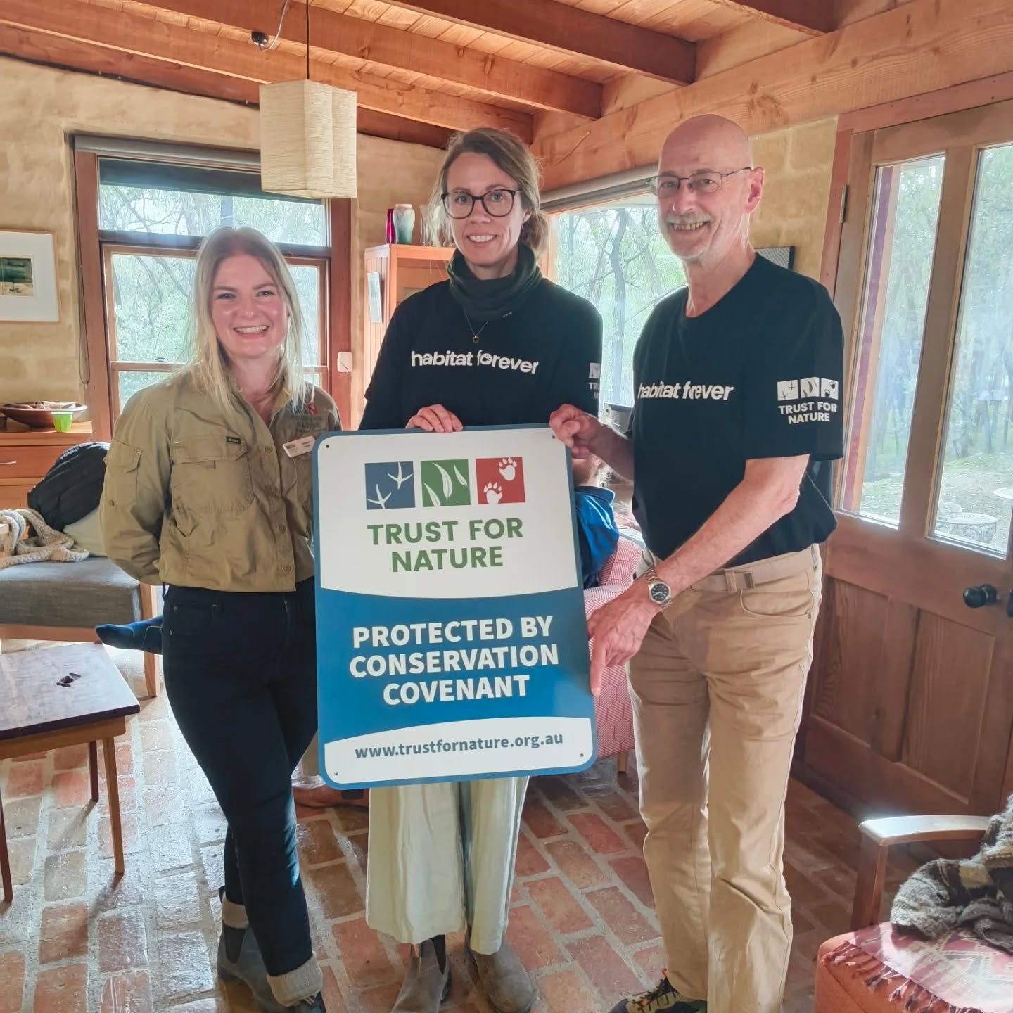 A lovely gathering today to celebrate the official hand-over of conservation covenant signs by Trust for Nature.