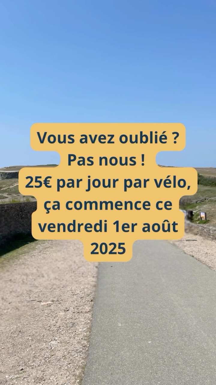 🚨🚨 Vous avez oublié ? Pas nous !
25€/jour par vélo électrique 🔋
📍 Le Palais – Belle-Île – FRANCE 🇫🇷
📆 Offre dispo dès vendredi 1er août et durant tout le mois d’août 2025 !
📲 Réserve vite par DM ou appel !
#ElectricBikeRental #France2025 #SummerInFrance
#BelleIleEnMer #LePalais #CyclingEurope #TravelFrance
#VeloElectrique #PromoVelo #RentABike #25euros
#ReelInstagram #ViralReel #ReelsVirals #ExploreEurope
#HolidaysInFrance #SummerPromo #ReelTravel
#GermanyTravel #NetherlandsTrip #SwitzerlandSummer
#UKHolidays #August2025 #EuropeanSummer #foryou