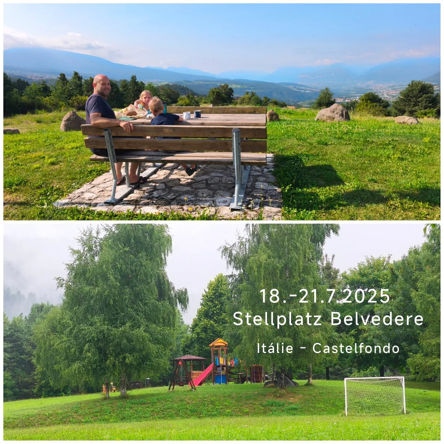 Nádherný stellplatz s překrásnými výhledy a lavičkami a stolky ve stínu... K tomu fotbalové a dětské hřiště, záchod, kontejnery, camper service v ceně 15€ na den s maximálním stáním na 3 noci... Sprcha za 50 centů...
O tom, co se dá dělat v okolí, jsme sdíleli v předchozích reelech a budeme sdílet z tohoto místa ještě jeden následující... Pokud chcete, aby vám neutekl, sledujte nás. 😉
📍46°27.52899'N, 11°7.87300'E
#vimteamcz #park4night #visititaly #trentino #visittrentino