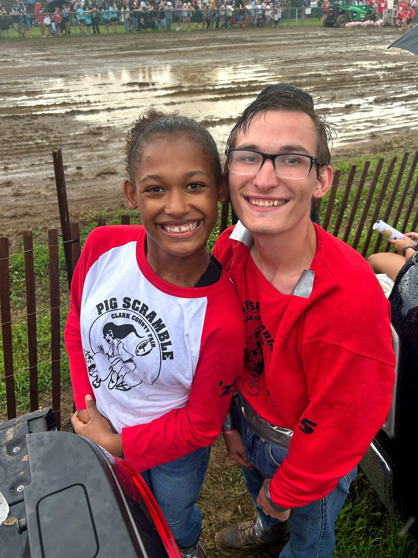 The Slagell Scrambles.
Things did not go according to plan. One kid left with a pig (ok, well, she’ll get it in March) and one kid left in an ambulance. If you’re not from the Midwest, I apologize and I cannot help you understand this.
Raniah killed it. First down the field, first on a pig, second in the ring. We told her that track skill would pay off.
Brenden killed it. Almost had a calf right away, then waited for another and spent close to 10 minutes hanging on. However, in the meantime, he was getting trampled, and eventually he left the fairgrounds in the squad. That bougie suburban ER had never. 😂
MIRACULOUSLY, and to our and the doctor’s surprise, he had no internal injuries, no broken bones, and no concussion. He does have a lot of pain and bruising, and he is thankful for anti-inflammatories and muscle relaxers tonight. He’s also pissed he didn’t get a calf. Obviously.
We’re incredibly proud of our kids’ tenaciousness and strength. I don’t know how many sibling pairs have gotten to do this together over the years, but I’m grateful our kids get to be part of the few.
We could not be more grateful for our friends and family. The ones who leapt over the fence even before the parents when our son collapsed. The ones who helped calm our other kids in the meantime. The ones who, when they got to the ambulance, asked about me not just the boy. The ones who helped transport kids and belongings and vehicles in the fairgrounds and back to home. The ones who sent videos and texts of love and encouragement all night long. The ones, (Scott and Jaela McClin) who seem to be there at every significantly traumatic moment of our lives.
We are blessed in the truest sense of the word, and we are overwhelming grateful. Thanks for showing up again and again and again. I hope our kids never forget this - not just the experience, but what it means to be loved.