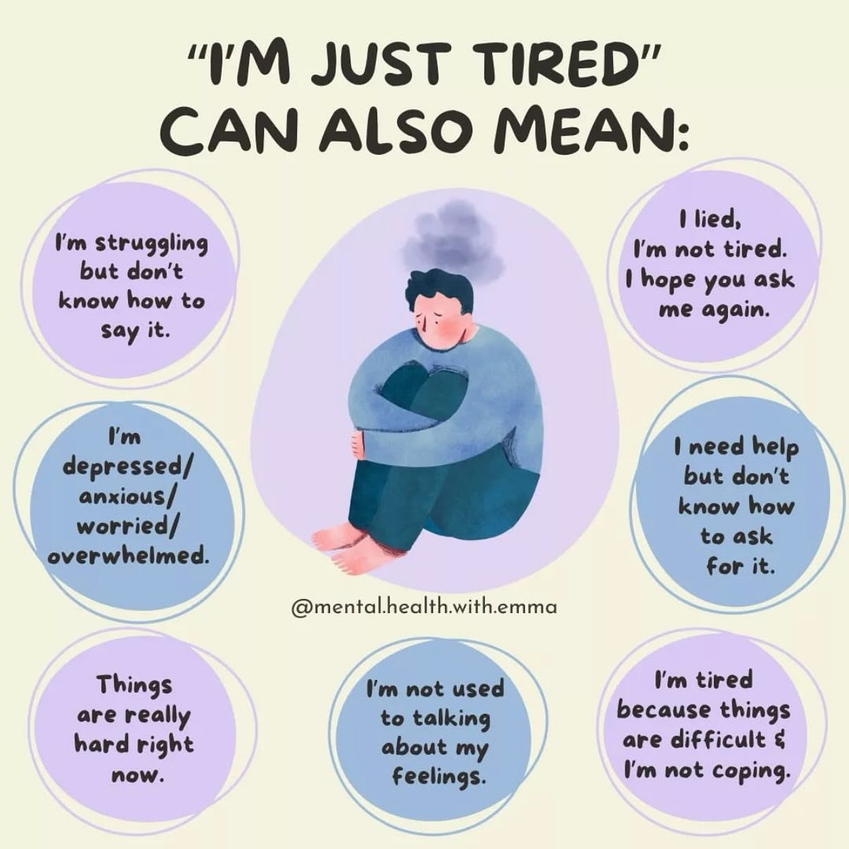 💬 “I’m just tired” can often mean so much more…
It might be a quiet cry for help, a sign someone is overwhelmed, or a way of saying, “I don’t know how to talk about it.”
That’s why checking in on each other matters — and why stories that encourage empathy and understanding are so important. 💛
My picture book Finding Toby’s Smile was created to gently introduce these ideas to children — reminding them to notice when someone’s not quite themselves and to show kindness and care.
Shout out to @mental.health.with.emma for this powerful image and message.
Let’s keep raising emotionally aware kids, one conversation and story at a time.
#FindingTobysSmile #MentalHealthAwareness #EmotionalLiteracy #KidsBooksWithHeart #CheckInOnYourFriends #ItsOkayToNotBeOkay #EmpathyInAction #WrentalesPublishing