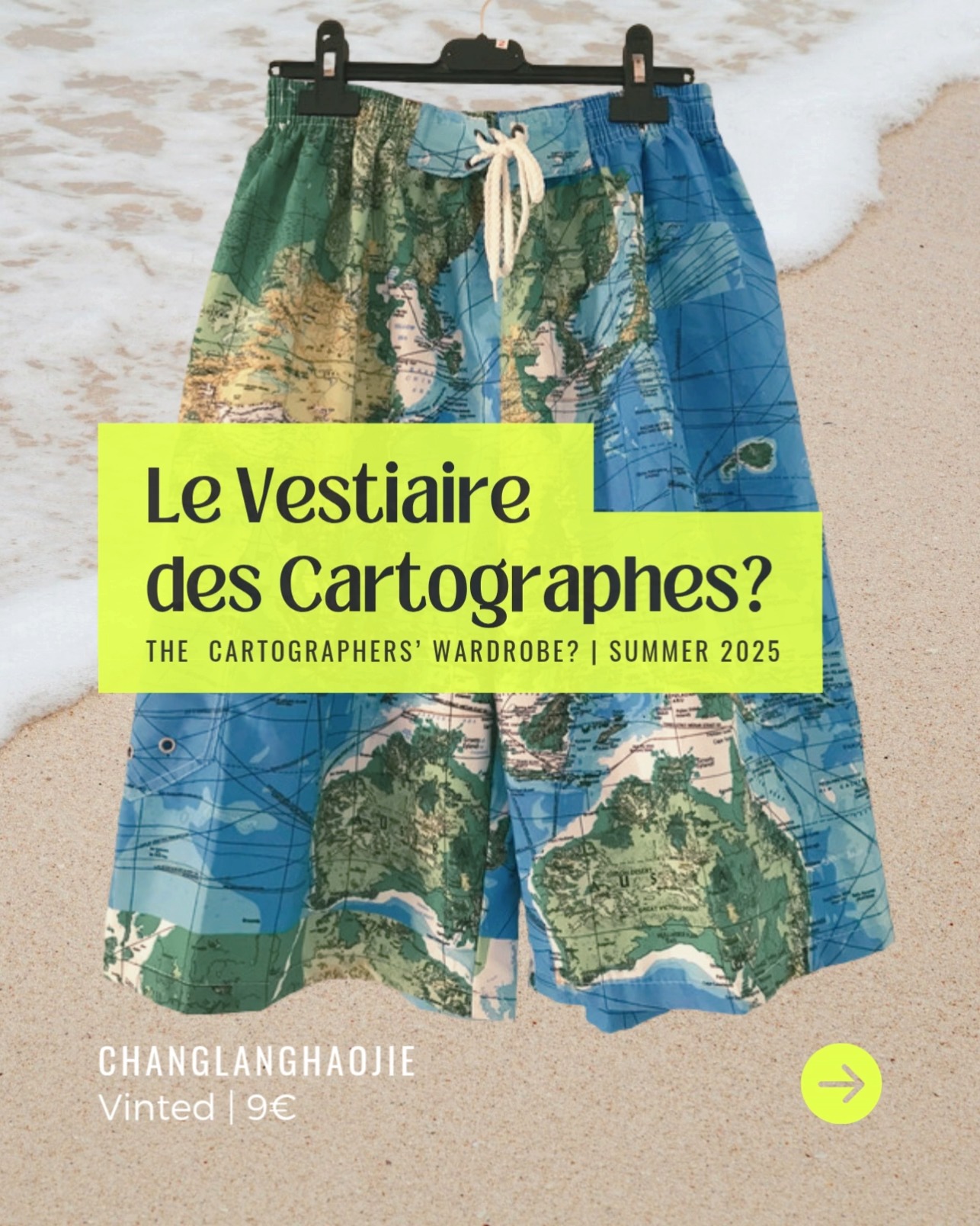 Vinted Viz #4 â The Cartographersâ Summer Closet â€ïžâđ„
Swim shorts with underwater topographies, caps printed with Gulf coordinates, world-map shirts, and body-heatmap sport gear⊠Welcome to the cartographersâ summer closet (menswear edition).
A playful Vinted collection charting the strange paths of geo-styled fashion.
You wonât get lost. Canât promise youâll look good either.
đ Vinted Viz is a visual detour into second-hand fashion, cartography, and datavisualization.
đ«đ·đ§ Vinted Viz #1 â Le vestiaire des cartographes
Maillots de bain aux allures de topographie sous-marine, casquettes imprimées de coordonnées géographiques, chemisettes façon atlas du monde, t-shirts sportifs façon heat map corporelle... Bienvenue dans le vestiaire d'été des cartographes (section hommes).
Une collection de piĂšces glanĂ©es sur Vinted, qui dessine les contours dâune mode estivale aussi cartographique que kitsch.
Une chose est sĂ»re : vous nâĂȘtes pas perdus. Pas sĂ»r que vous soyez bien habillĂ©s non plus.
đ Vinted Viz est une sĂ©rie de dĂ©tours visuels, quelque part entre la mode de seconde main, la carte, et la datavisualisation.
#mapprint #cartography #topographiclines #heatmap #vintedmen #summerfashion #vintedviz