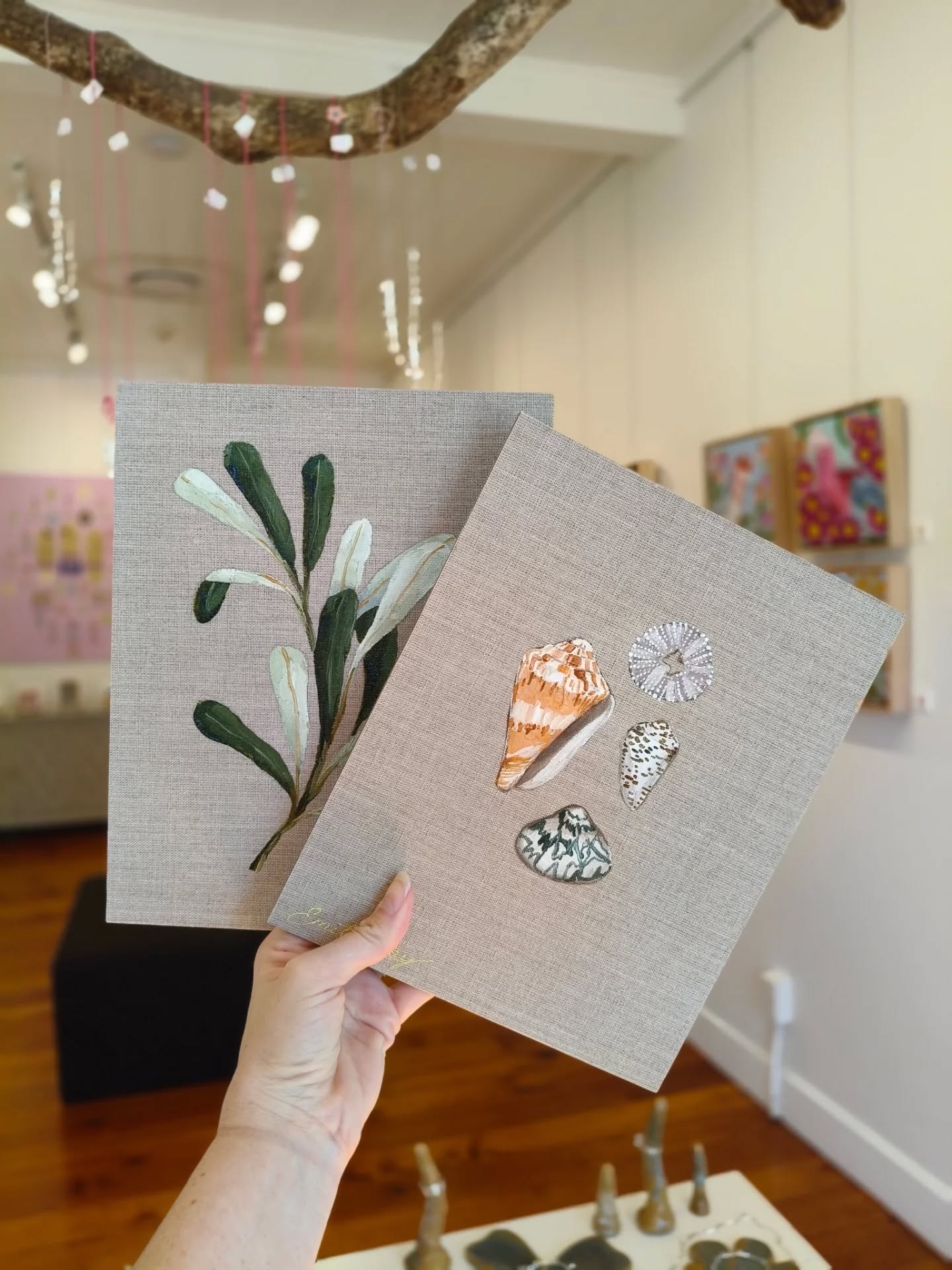 Some favourite little painting combinations
I've been loving creating these shells and the white and blue pottery (so many possibilities with these!?). You'll be seeing more of these popping up in my work.
Part of our Tiny Mysterious Things wall at our Tiny Beautiful Things exhibition that is currently on at Latrobe Art Space in Brisbane until Tuesday! $100 for a little original painting on linen ✨