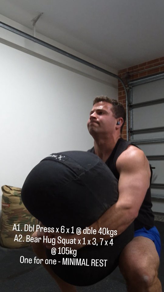 Much happier with today’s session. Went in with more intent to push the intensity. A video from @thestonecircletraining on sandbag density training inspired the intent to use a more density-focused approach.
I’ve played with density work before but usually overdo it—30-min AMRAPs, too much volume, and end up wrecked. I recover better when I have a clear goal to hit. That’s why I like double progression models like the Hepburn method—set lifts, set reps, and a clear path forward.
Still following my usual progression—just approached rest differently. Went back and forth between double kettlebell presses and sandbag squats, taking as little rest as I could manage. Got it all done in 18 minutes—fastest I’ve moved with these weights. Felt more aggressive and explosive. The mindset shift made a big difference.
Later at work, did a 10-min treadmill walk (powered off) to drive extra blood flow into the legs and aid recovery. Took that tip from @wenningstrong—huge difference.
29th July 2025 – Session Recap
• Double Military Press: Double 40kg – 6 x 1
• Bear Hug Squat: 105kg – 1 x 3, 7 x 4
• Club Shield Casts: 20kg – 3 x 10/10
• Pull-ups: BW + 5kg – 5 x 4
Total Volume: 6815kg
#StrengthTraining #sandbagtraining #kettlebelltraining #strongfirst #strongfirstaustralia