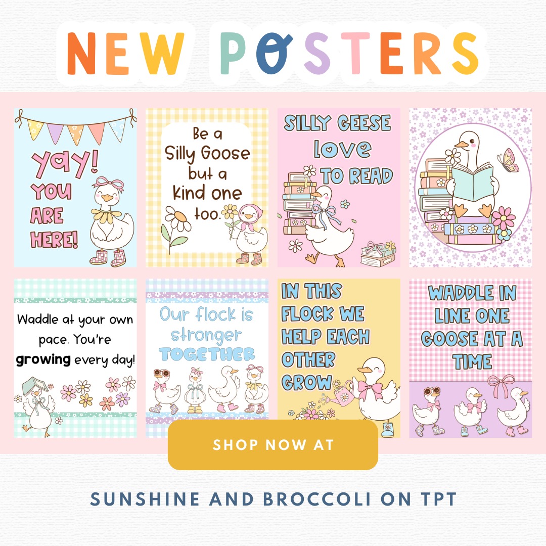 These sweet little posters just make me smile 🪿✨
I made these pastel posters to add a little joy and encouragement to our walls - and I kinda love how they turned out!
They’re part of my Silly Goose Pastel collection - soft colors, gingham, and just enough silly to keep things fun.
Perfect for bulletin boards, reading corners, or anywhere you want to remind your students they’re part of something good. 💛
Which one would your gaggle love the most?
#sillygoosetheme #sillygoose #pastelclassroomdecor #pastelclassroom #iteachfirst #kindergarten #ťeachersofinstagram