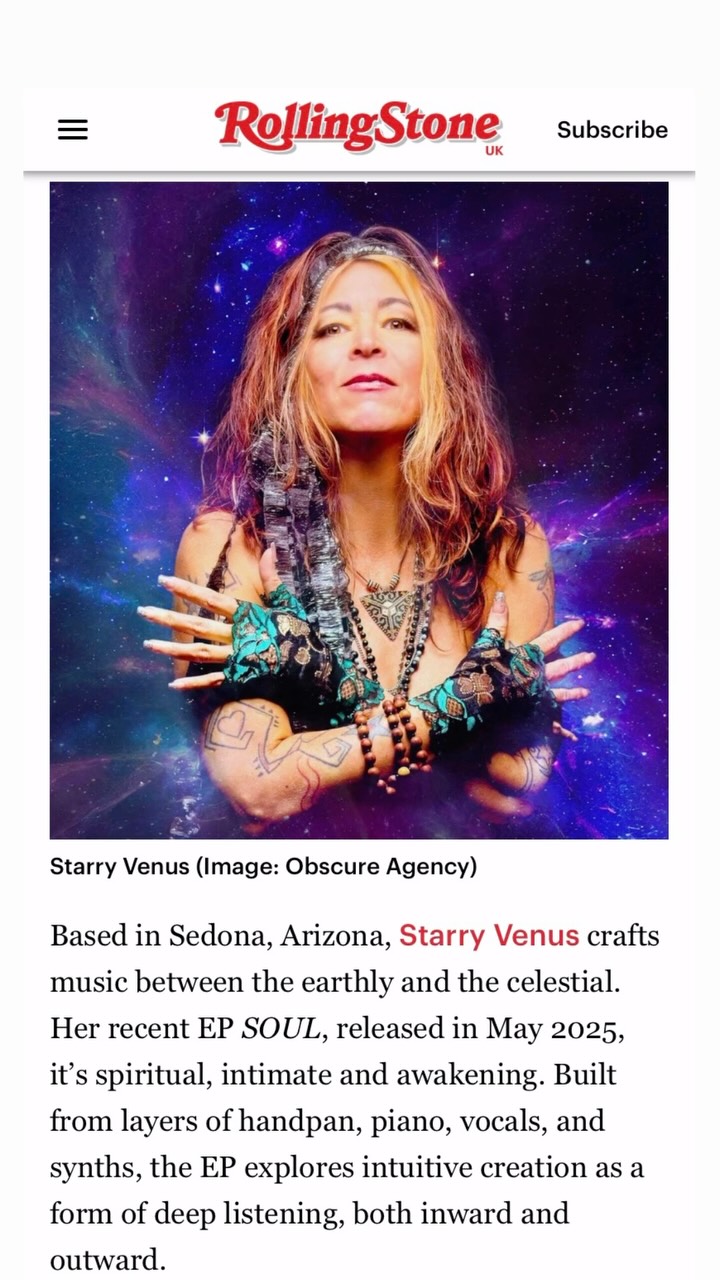 Thank you for helping to connect SOUL with the world. It means so much to me that the music is reaching people and making an impact.
Links in bio to listen to SOUL, watch the film Starborn, and see the new music video for “Do You Feel It” 🎶✨⚡️
* Rolling Stone feature by @obscure_agency
* Nominated for Best Alternative Album and Best New Age Song @wea.earth
* Recent Interview in @splashmags
Recorded in Sedona @lefaystudios
Mastered by @alexpsaroudakismastering
#starryvenus #soul #doyoufeelit#rollingstone #musicawards #indiemusic #indiefilm #musicvideo #sedona #newartist