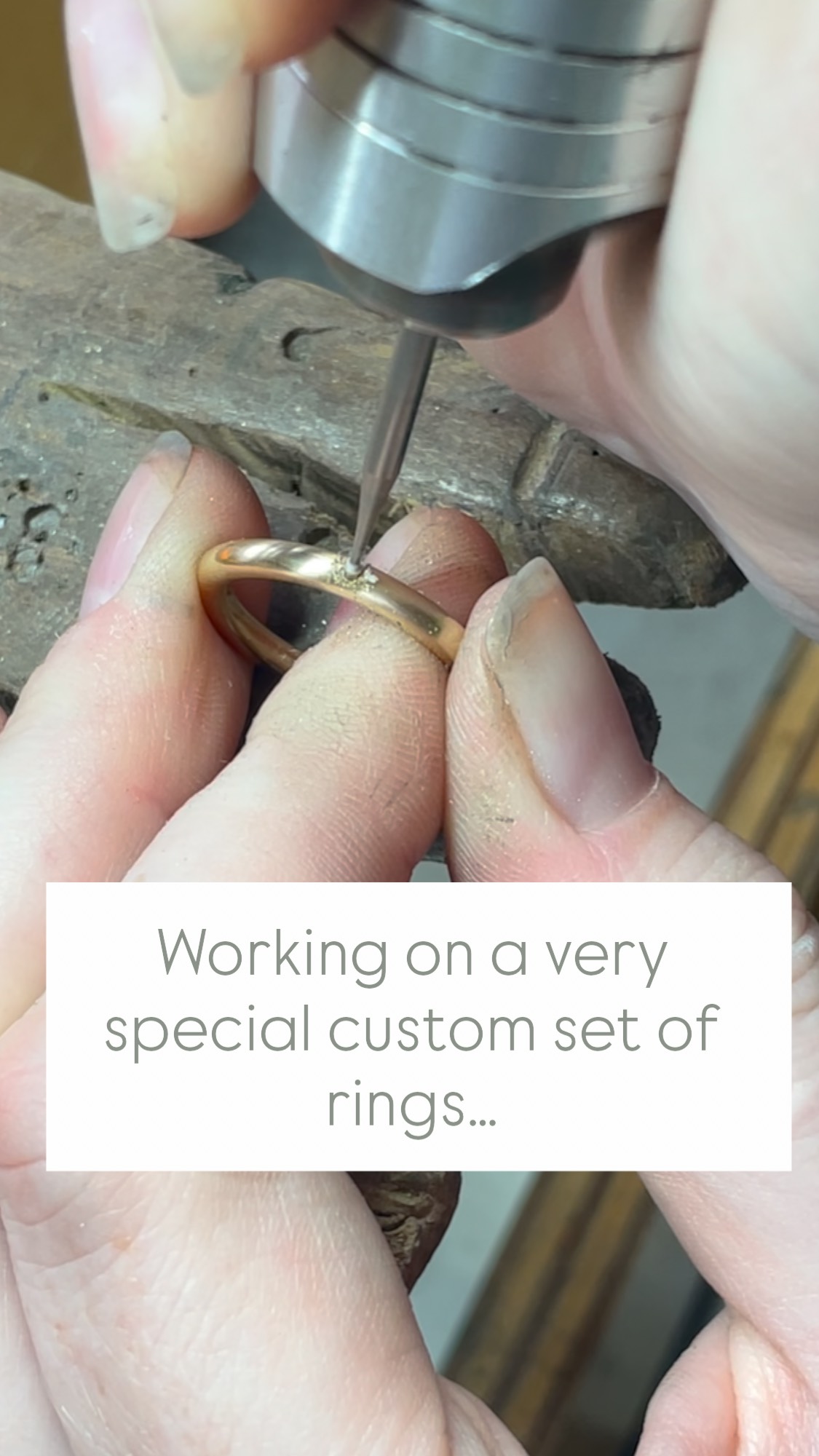 Wrapping up this custom ring set just in time… because some very exciting behind-the-scenes changes are about to make it a little tricky to hold a torch for a while 🔥👶
Custom orders are on pause for now (hoping to reopen in time for the holidays!), but I’ll still be dropping new ready-made pieces on the website soon.
Stay tuned! Things are about to get interesting…