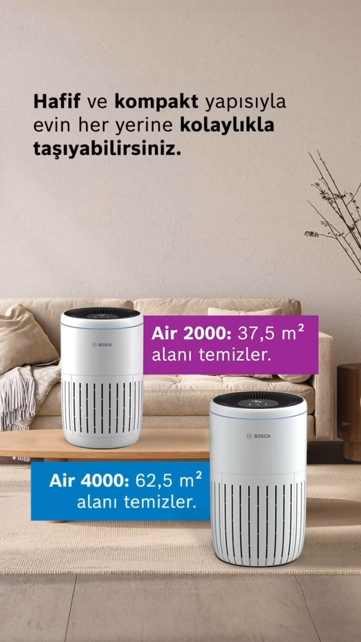 Toz, polen, evcil hayvan tüyü, kötü kokular ve hatta virüsler...
�Bosch Air 2000 ve Air 4000’in 3 katmanlı filtre sistemi sayesinde %99,99* oranında temiz hava mümkün!
�Ön filtre, aktif karbon ve HEPA filtre birlikte çalışarak hem küçük hem büyük alanlarda etkili temizlik sunar. Ayrıca modlar arasında kolayca geçiş yapabilir, LED ekran ve ışık halkasıyla hava kalitesini anında görüntüleyebilirsiniz. ✨
📍 City’s İstanbul AVM
🏢 İçerenköy, Çayır Cd No: 1, Ataşehir / İstanbul
📞 Tel: +90 542 442 71 42
📍 Buyaka AVM Mağaza
🏢 Fatih Sultan Mehmet Balkan Cad. Buyaka AVM No:B:31 Ümraniye / İstanbul
📞 Tel: 0 (216) 771 11 37
📞 Tel: 0 (542) 630 29 29
📍 Tepeüstü Mağaza
🏢 Tepeüstü Mh Alemdağ Cd No:604/A Ümraniye / İstanbul
📞 Tel: 0 (216) 364 06 29
📞 Tel: 0 (544) 364 06 29
📍 Dudullu Mağaza
🏢 Aşağı Dudullu Mh Alemdağ Cd No:489 Ümraniye / İstanbul
📞 Tel: 0 (216) 313 85 86
📞 Tel: 0 (542) 362 29 29
#BoschEvAletleri #ErgoMaster #bosch #boschbeyazeşya #kampanya #10yılmotorgarantisi #bozkiroglu #buyakavm #buyakabosch #dudullu #tepeüstü #ataşehir #ümraniye #yetkiliboschbayi