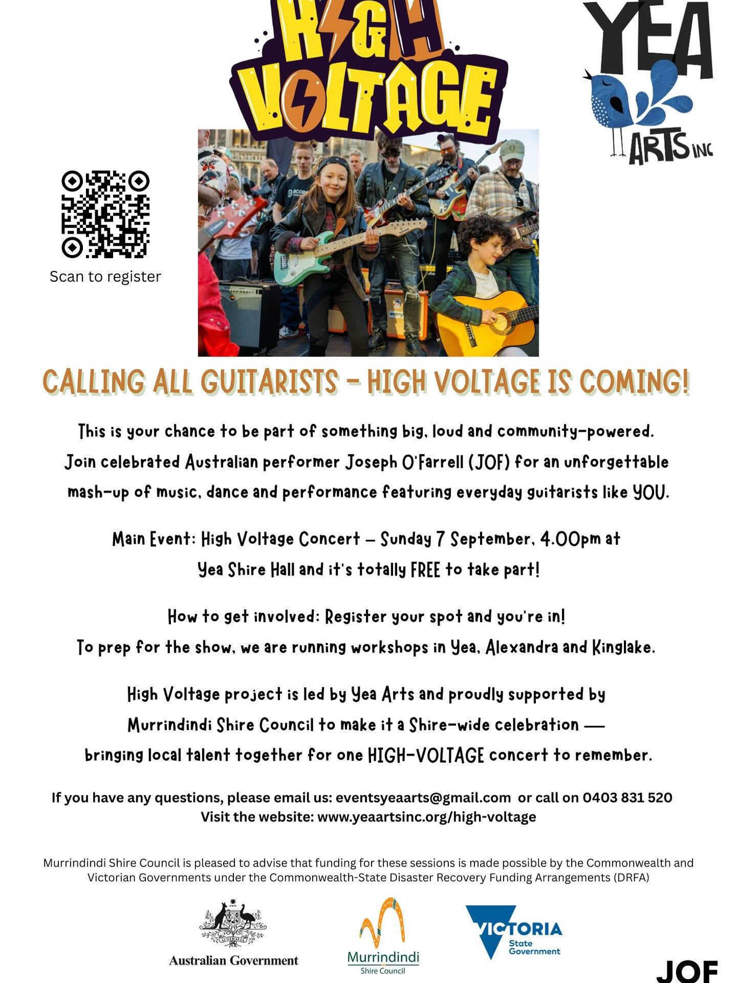 So pumped to be working on an exciting new project with @yeaartsinc and @jofmakesart HIGH VOLTAGE 🎸⚡️Check it out and if you’ve always dreamed of taking the stage and rockin’ it out join in! All skill levels, all ages 🤘Free community event. Register and you’re in! #guitarhero #everyonewelcome #communitybuilding #communityevent #murrindindi #guitarlovers