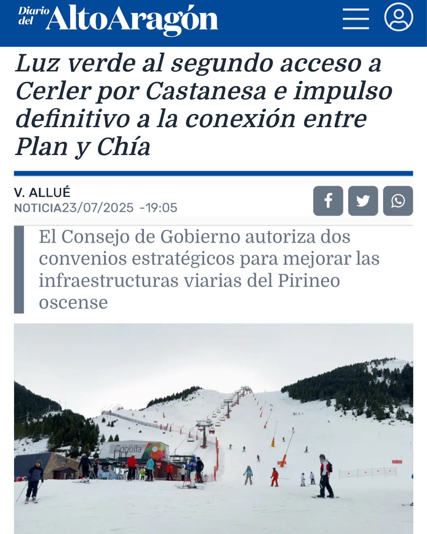 Otro gran paso para seguir vertebrando el Pirineo Aragonés. Una obra fundamental para que los pueblos del Valle de Castanesa y otros aledaños tan importantes como Montanuy o Bonansa, tengan un acceso directo a la estación de @aramoncerler, generando riqueza, puestos de trabajo y evitando la despoblación en esta zona del Pirineo que tanto lo necesita, compitiendo en igualdad de condiciones con otras zonas en las que hay estaciones de esquí alpino.
@union_de_estaciones_si
@astunesqui
@candanchuesqui
@formigalpanticosaaramon