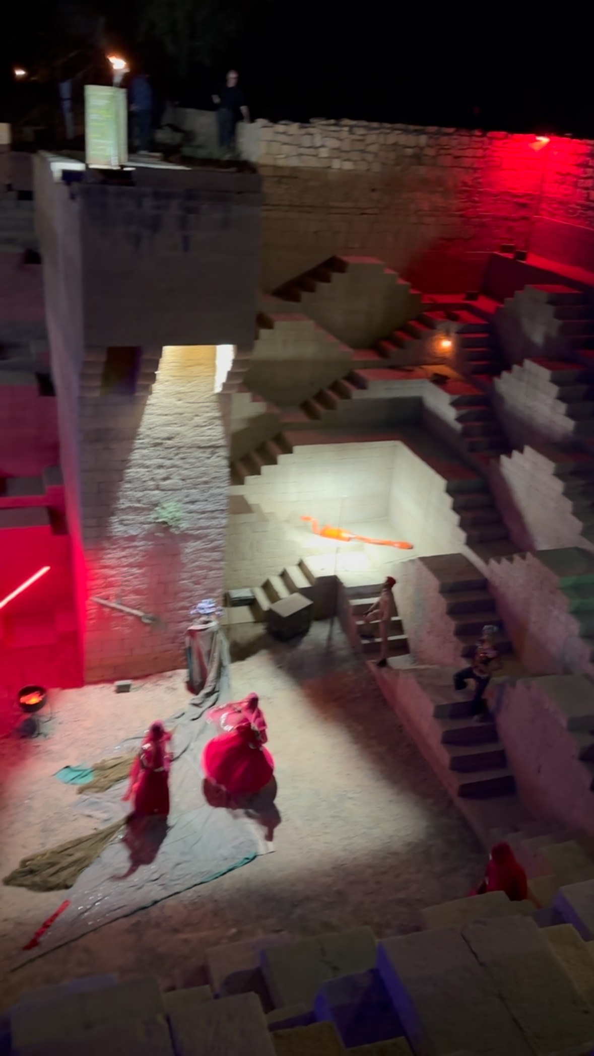 A theatrical staging in a centuries old stepwell at the Mool Sagar Palace, Jaisalmer, directed by Sarah Singh for ‘Panorama Editions 2023, co-produced by Sopaan in partnership with the Government of Rajasthan and Jaisalmer Fort Palace Museum.