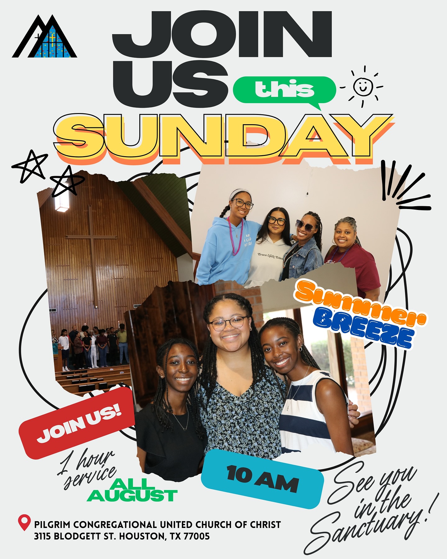 Summer Breeze + Sunday Worship = The Perfect Combo! 🌞
Join us Sundays at 10 AM for a 1-hour power-packed service all August long at Pilgrim! 🕊️✨
Come feel the love, the joy, and the Spirit.
Oh, and it’s Youth Month! 🙏🏽🙌🏾
📍3115 Blodgett St. Houston, TX 77005
💒 See you in the Sanctuary!
#SundayService #SummerBreeze #HoustonChurch #PilgrimChurch #AllAreWelcome #SeeYouInTheSanctuary