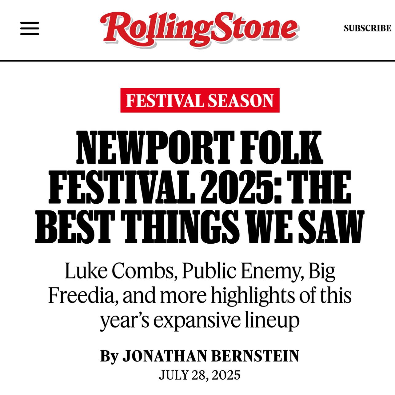 Grateful for the opportunity to speak truth to power and raise our voices for human rights alongside our fellow artists at @newportfolkfest, and incredibly proud to be part of @bigfreedia’s very special set that made @rollingstone’s Top Ten performances of the weekend.
We backed her up on several songs from her forthcoming gospel album, Pressing Onward, a reclamation and redefinition of church, community, and belonging — and the very essence of joy as an act of resistance. Check out the Queen Diva’s new album when it drops next Friday 8/8 👑