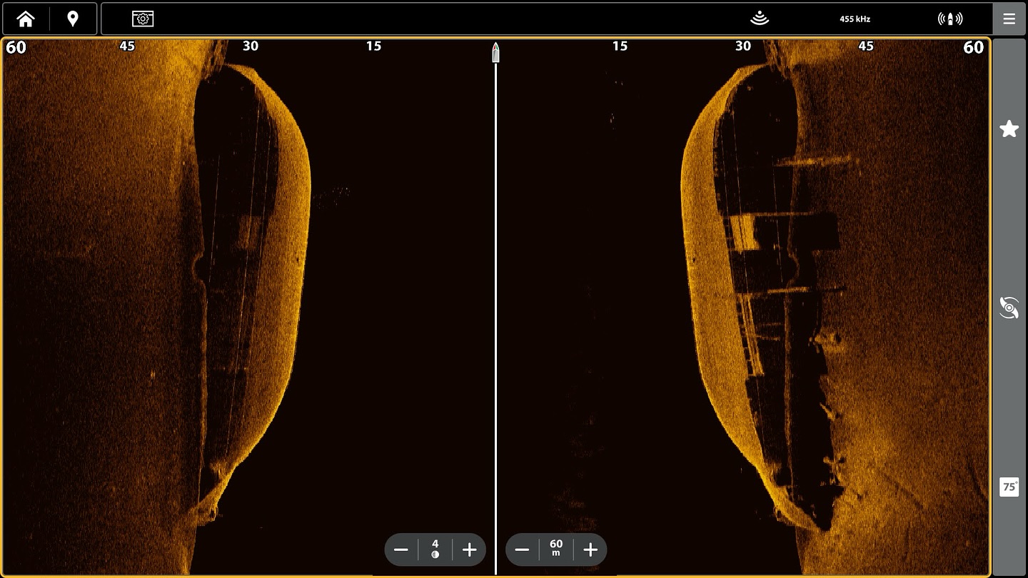 MS Nordvard. Forsyningsskip for den tyske ubåtflåten. Lengde 115 meter, bredde 16,5 meter. Senket i Mossesundet desember 1944. Bildet er tatt med Humminbird Apex og MSI+ giver med 455khz frekvens.
#comstedt #comstedtfishing #humminbird #humminbirdfishing #minnkotamotors #wreck #ww2 #skipsvrak #oslofjorden