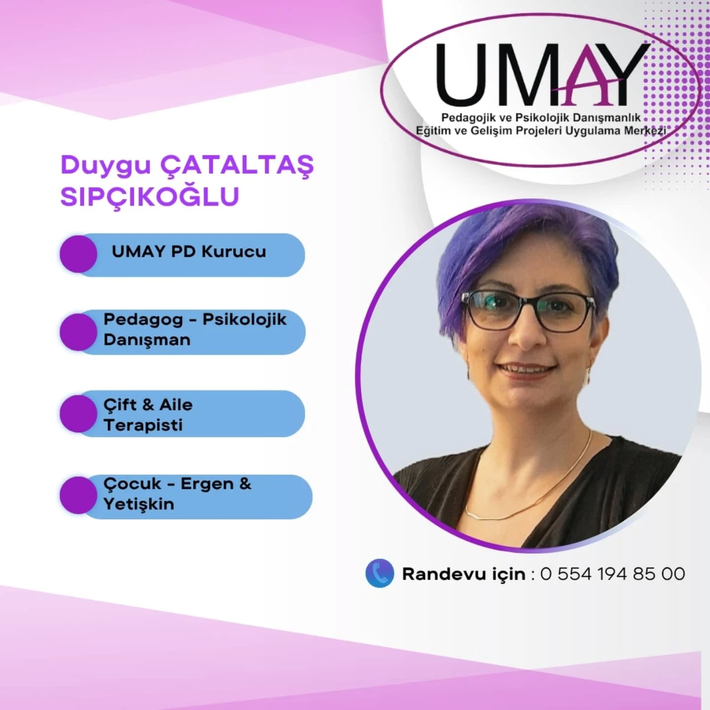🌿 Umay Danışmanlık | Uzman Kadromuzla Yanınızdayız
Her adımda sizinle birlikte yürüyen güçlü bir ekip 💫
Umay Danışmanlık ailesi olarak, alanında uzman kadromuzla sizlere en doğru, en güvenilir ve en etkili desteği sunmak için buradayız.
📌 Psikolojik danışmanlık
📌 Çocuk ve ergen danışmanlığı
📌 Aile terapisi
📌 Ergoterapi
📌 Özel eğitim
📌 Dil ve konuşma terapisi
👉 Her bireyin ihtiyacına özel çözümlerle, gelişim yolculuğunuzda sizinleyiz.
📩 Detaylı bilgi ve randevu için arayarak veya dm üzerinden bizimle iletişime geçebilirsiniz
#psikolog #pedagog #maltepepsikolog #maltepepedagog #çocukpsikolojisi #çocukgelişimi #ruhsağlığı #annebabaçocuk #ailedanışmanlığı #ebeveyndanismanlik #çiftterapisi #yetişkinterapi #terapist