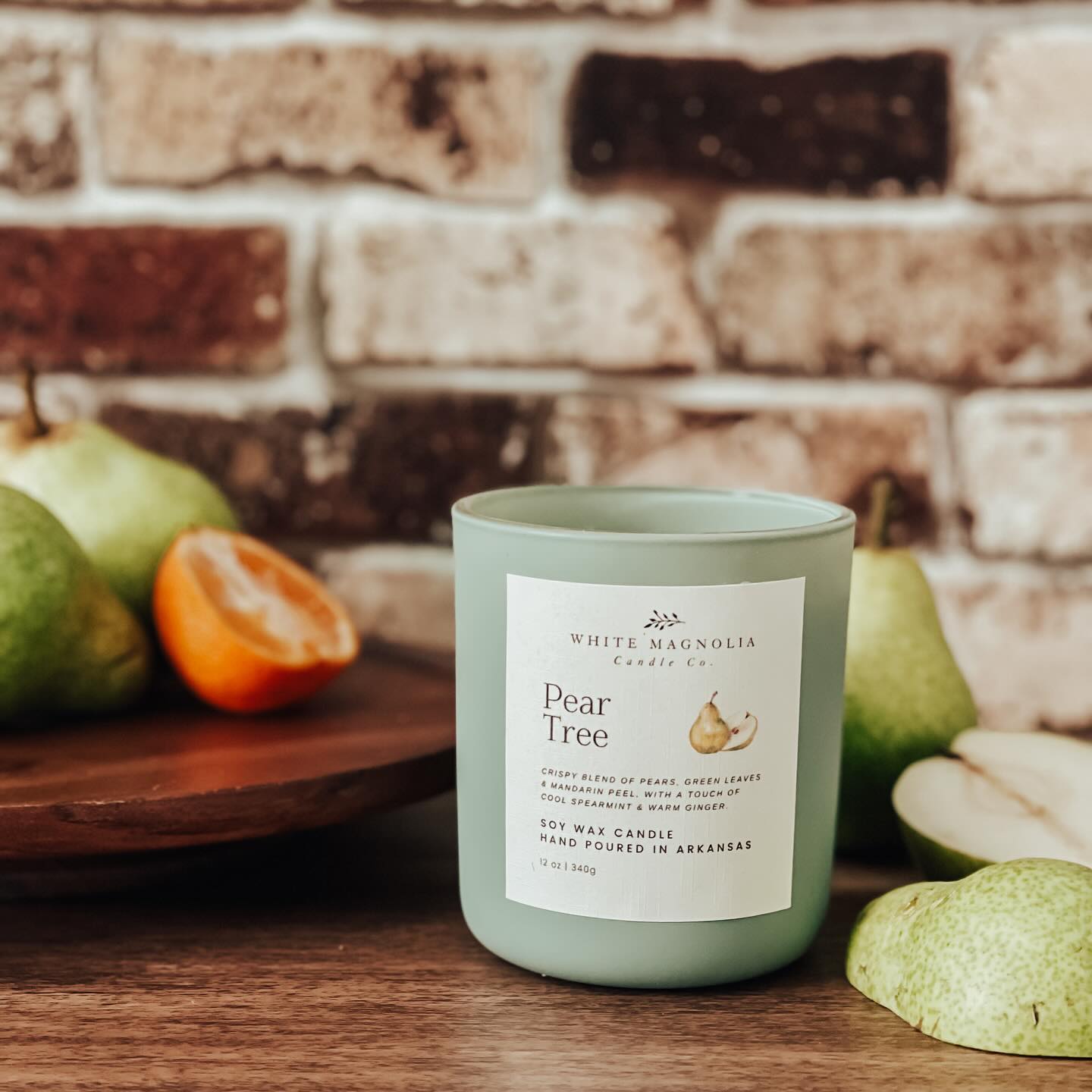 Pear Tree Scented Soy Candle
Crispy blend of pears, green leaves & mandarin peel, with a touch of cool spearmint & warm ginger.
Each candle is made with 100% Natural Soy Wax & hand-poured into a reusable jar. We only use lead-free cotton wicks & phthalate free premium fragrance oils, infused with essential oils. No other dyes or chemicals are added.
12 oz. candle burns approximately 75 hours
Available August 1
www.whitemagnoliacandlecompany.com