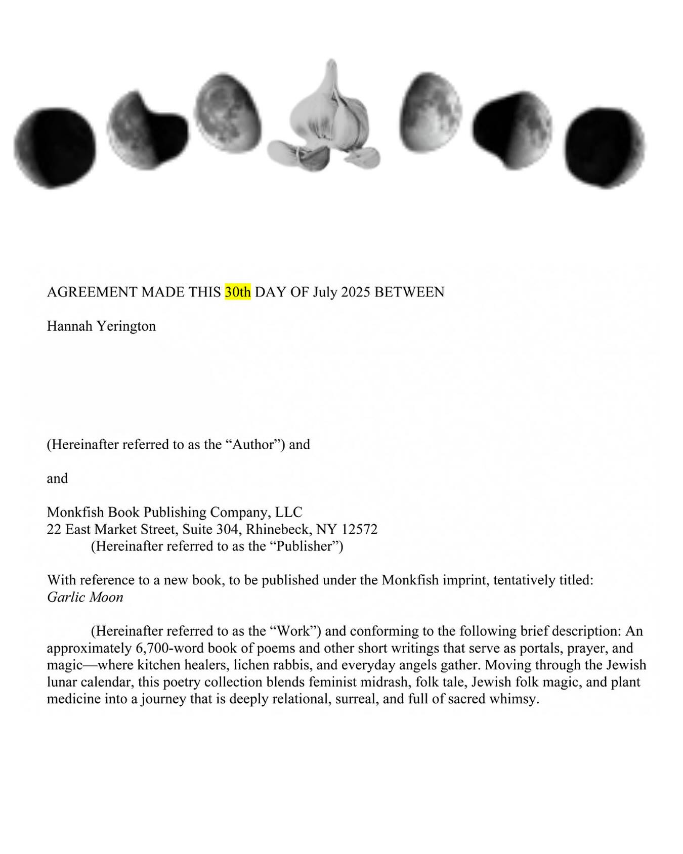 Garlic Moon coming Fall 2026/Winter 2027 with Monkfish Book Publishing!!! Juicy Tender Cheeky Poetry Magic. Cowritten with Shekinah, Plantcestors, and Everyday Angels✨🌙🧄✨ Image credit: my own.🌿