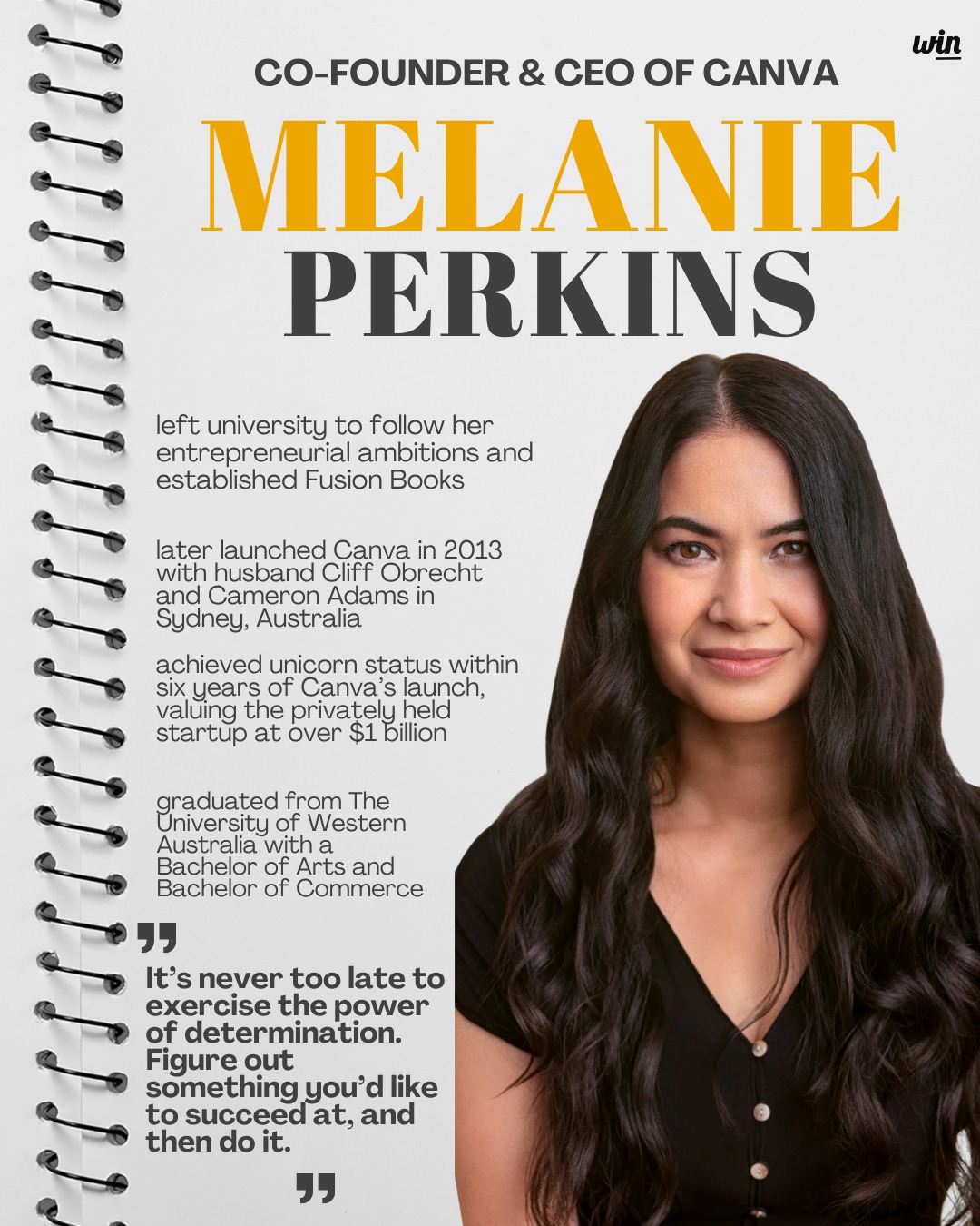 🚀 Women in Business Wednesdays 🚀
We're back with another spotlight: this week, we're featuring Melanie Perkins, Co-Founder & CEO of Canva!
Melanie left university early to chase her entrepreneurial dreams and went on to launch Canva in 2013, a platform that now empowers millions of people around the world to design with ease. Within six years, Canva reached unicorn status with a valuation over $1 billion. 💡✨
👇 Comment below women in business who inspire you or suggest someone you’d love to see featured next!
#WomenInBusinessWednesdays #WomenInNetwork #MelaniePerkins #Canva #FemaleFounders