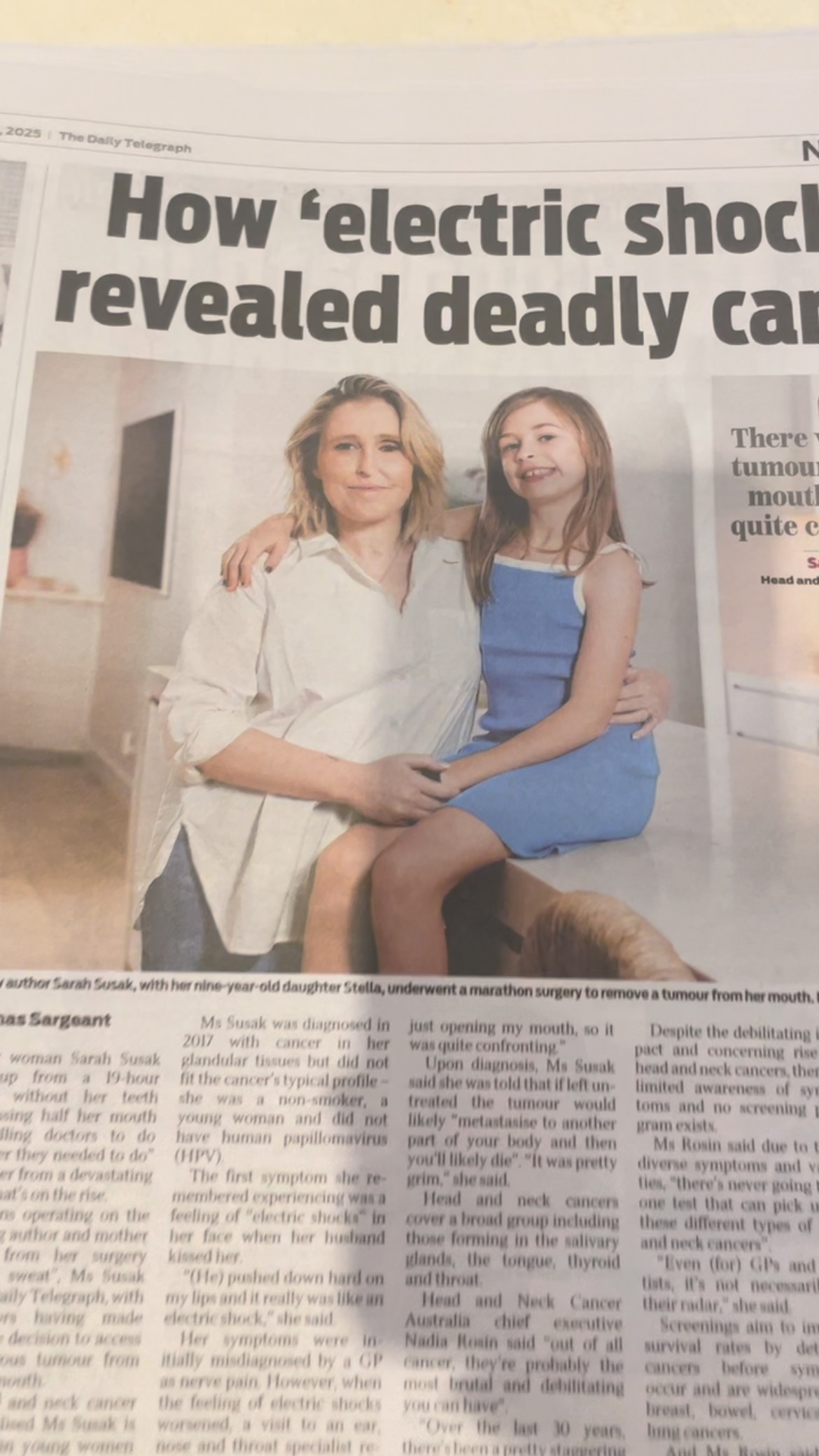 Thanks @dailytelegraph for featuring my story in the paper today.
And a very special thanks from the real star of the show, Stella James Susak đââïž
It is great to raise more awareness for @hncanceraus and their efforts to improve patient outcomes for people with rare cancers
Thanks also to @nicolewebbbookpublicity
#cancer #rare #headandneckcancer #headandneckcancerawareness #dailytelegraph