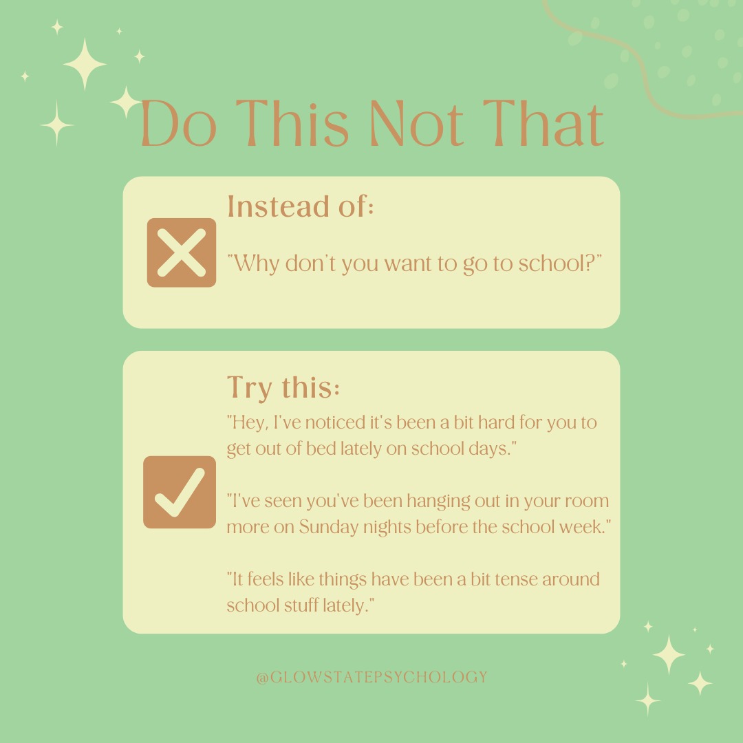 It can be tough when you know something's up, but direct questions just lead to a brick wall.
Instead of jumping straight into "What's wrong?", try starting with a gentle observation. It opens the door without putting them on the spot.
Give it a try and let me know how it goes.
#Parenting #SchoolChallenges #ChildDevelopment