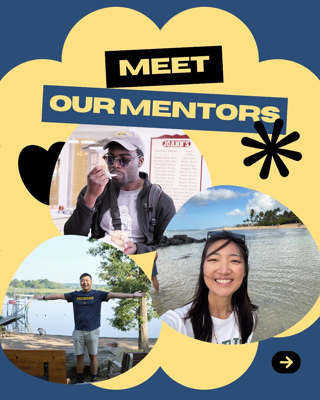 Introducing the โ๏ธ Mentors!! ใฝ๏ธ
Looking forward to meeting everyone this Fall semester! ๐๐
.
.
.
.
.
.
.
.
.
#meetthementors #classof2029 #goblue #Michigan #UniversityofMichigan #collegeministry #campusministry #christianclub #christiancommunity #AnnArbor #umich