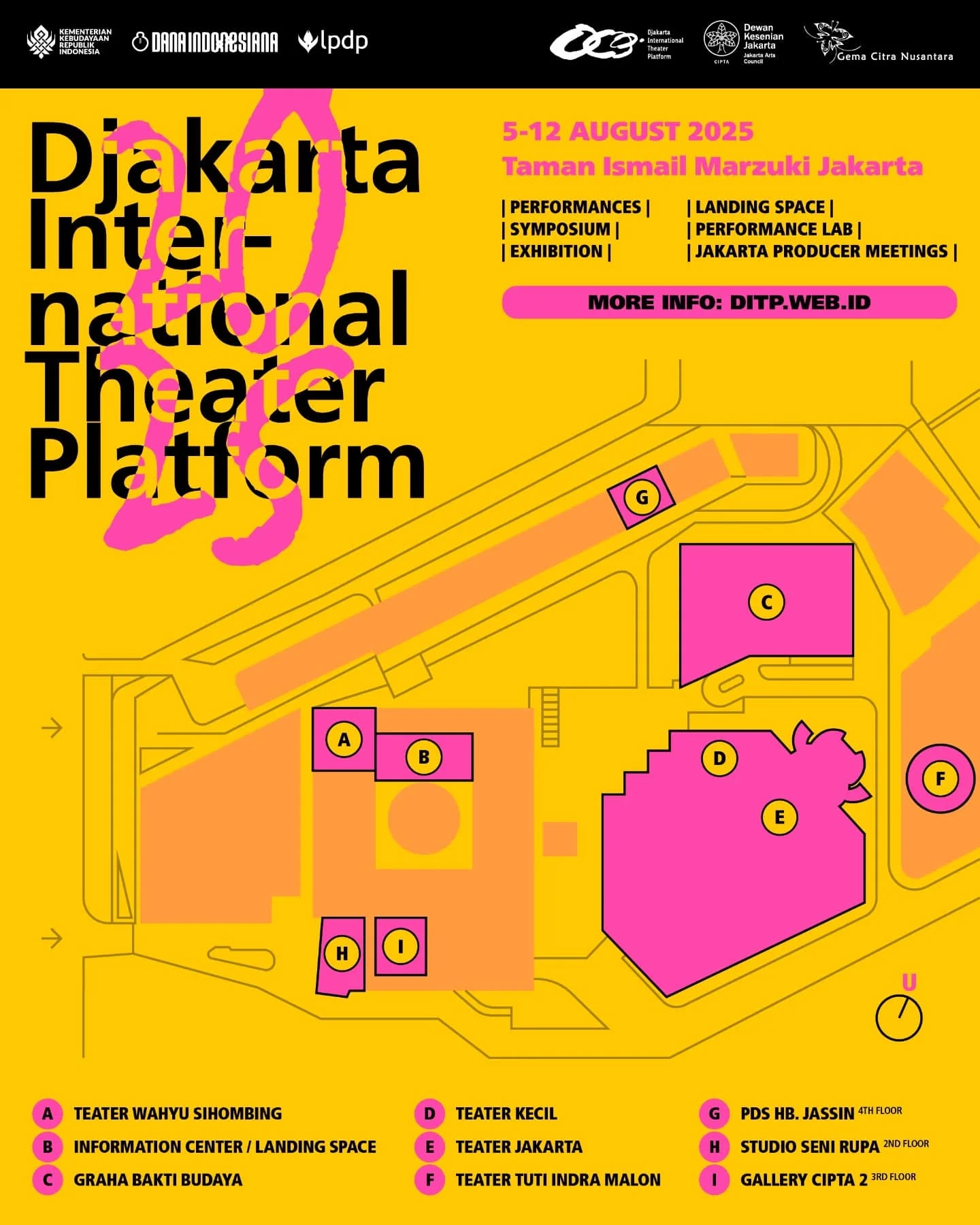 The full DITP 2025 experience is here! Explore performances, international symposiums, exhibitions, and more
5-12 August 2025 at Taman Ismail Marzuki
All programs are free of charge. Registration is available on our website:
🎟️ http://ditp.web.id
Stay connected and get the latest updates by following us on Instagram @d_theaterplatform
See you on DITP 2025!
-
DITP 2025 siap dimulai!
Pertunjukan, simposium internasional, pameran, instalasi, dan masih banyak lagi.
5–12 Agustus 2025
di Taman Ismail Marzuki, Jakarta
Semua program gratis dan terbuka untuk umum — Resgistrasi melalui website:
🎟️ http://ditp.web.id
Pantau selalu Instagram @d_theaterplatform biar nggak ketinggalan info terbaru.
Sampai ketemu di DITP 2025! ✨