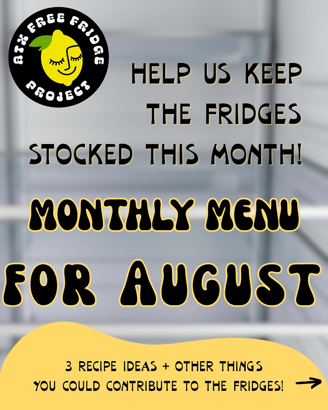 happy august ☀️ here are some meals you can make that don’t have to be reheated, since not everyone has access to a microwave/stovetop.
please DATE and LABEL any prepared meals that you contribute, it is REQUIRED in order to help keep everyone safe y’all 🥰
if you’re in a place of abundance, please give what you can this month, our open collective link is also in the bio if you aren't able to stop by. if money is tight, please share or sign up for a cleaning shift! keeping the fridges and pantry areas clean are an easy way to help out 🫶🏼
thank y’all for contributing and for throwing away any trash you see/wiping down any spills while you’re at a fridge! 💛🍋💛
DM or email us if you have any questions :)
#SolidarityNotCharity #coldrecipeidea #atx