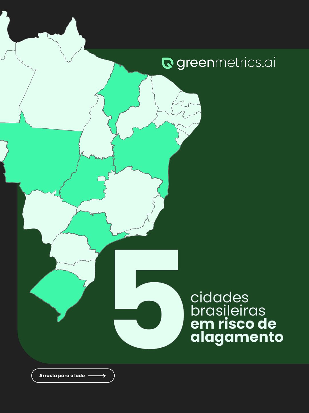5 cidades brasileiras em risco de alagamento. 🌧️
Você vive em uma delas?
Dados mostram que o risco é real — e cada vez mais frequente.
Conhecer é o primeiro passo para agir. 💡
Salve este post e compartilhe com quem precisa se preparar!
📊 Fontes:
Os números apresentados consideram apenas eventos reportados por órgãos públicos ou pela imprensa. O número real pode ser maior.
⠀
ALVORADA
• Danos: Reportagens jornalísticas (2020–2025)
• Nível de ameaça: AdaptaBrasil MCTI, 2025
• Maior fator de risco: Google Maps, 2025; reportagens jornalísticas (2020–2025)
⠀
LAGES
• Danos: Reportagens jornalísticas (2020–2025)
• Nível de ameaça: AdaptaBrasil MCTI, 2025
• Maior fator de risco: Defesa Civil de Lages, 2019
⠀
PALHOÇA
• Danos: Reportagens jornalísticas (2020–2025)
• Nível de ameaça: AdaptaBrasil MCTI, 2025
• Maior fator de risco: Plano Municipal de Saneamento Básico, 2018
⠀
CACHOEIRA DO SUL
• Danos: Reportagens jornalísticas (2020–2025)
• Nível de ameaça: AdaptaBrasil MCTI, 2025
• Maior fator de risco: Sistema Nacional de Informações sobre Recursos Hídricos, 2025
⠀
FOZ DO IGUAÇU
• Danos: Reportagens jornalísticas (2020–2025)
• Nível de ameaça: AdaptaBrasil MCTI, 2025
• Maior fator de risco: Plano Diretor de Foz do Iguaçu, 2022
#Alagamentos #CidadesEmRisco #Prevenção #MudançasClimáticas #GreenMetrics #DefesaCivil #GestãoDeRisco #Planors #CidadesMaisSeguras