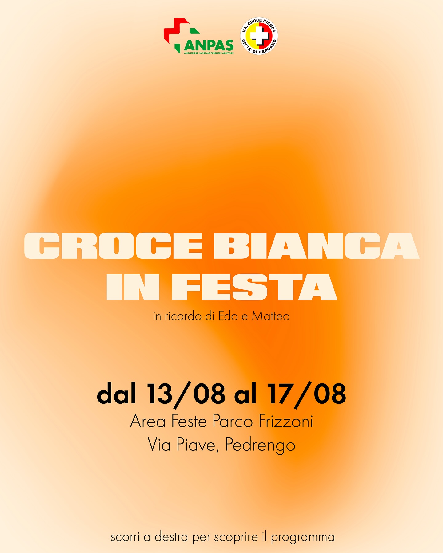 🎉 CROCE BIANCA IN FESTA! 🎉
Dal 13 al 17 agosto al Parco Frizzoni di Pedrengo: 5 giorni di cucina, musica, tombola e tanta bella gente!
Ogni sera piatti pazzeschi, MojitoBross, tombola con premi che fanno gola e ospiti speciali sul palco 🎶🍝🎤
📍 Parco Frizzoni Pedrengo
📅 Dal 13 al 17 agosto
🍴 Cucina diretta dallo chef Sandro
Condividi, salva e gira la voce ❤️
#CroceBiancaInFesta #Pedrengo #EstateInDivisa #CroceBiancaBergamo