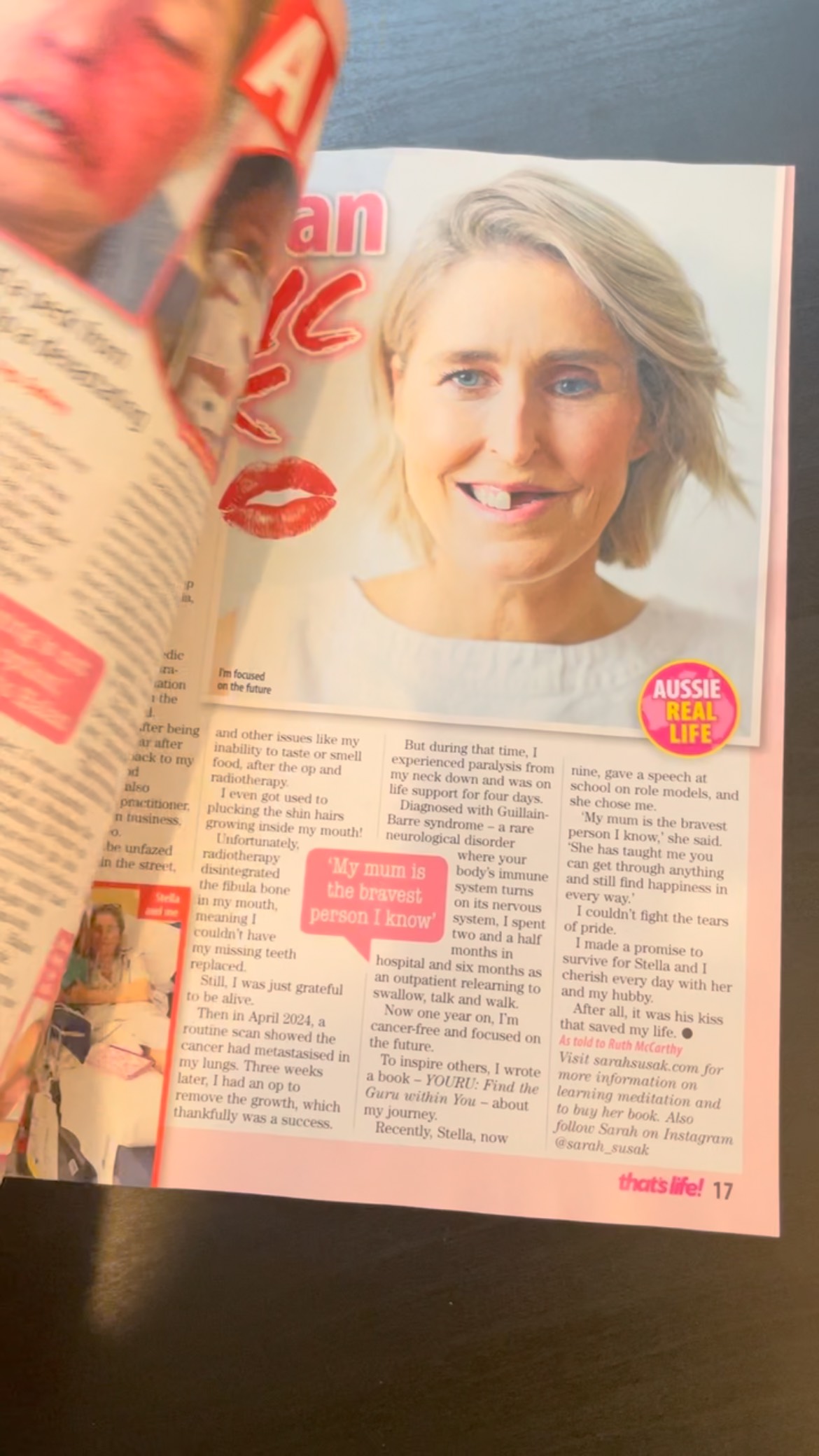 Thanks @thatslifeau for this feature story about struggle and strength.
For those readers who are keen to hear how I developed the strength required to get through the stressors of life, please do read my book available globally via my website www.sarahsusak.com/my-book
Thanks to @nicolewebbbookpublicity for supporting me
#thatslife #meditate #book #cancer #strength #vedicmeditation #author