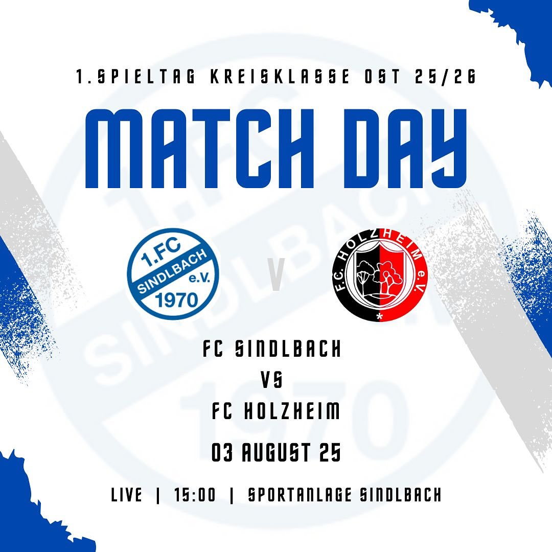 +++ Saisonauftakt 1. Punktspiel Fc Sindlbach gegen Fc Holzheim +++
Nach langer Vorbereitung startet unsere 1. Mannschaft diesen Sonntag um 15 Uhr in die neue Saison. Wir hoffen auf zahlreiche Unterstützung!🙋♂️
Der Getränke- und Essensverkauf findet wie gewöhnlich statt.
Vorspiel ab 13 Uhr von unserer 2. Mannschaft SG Sindlbach/Stöckelsberg/Oberölsbach gegen SG Neumarkt Süd/Holzheim, ebenfalls Auftaktspiel zur Saison 25/26
#packmas#vamosquevamos#forza#fcs💙🤍