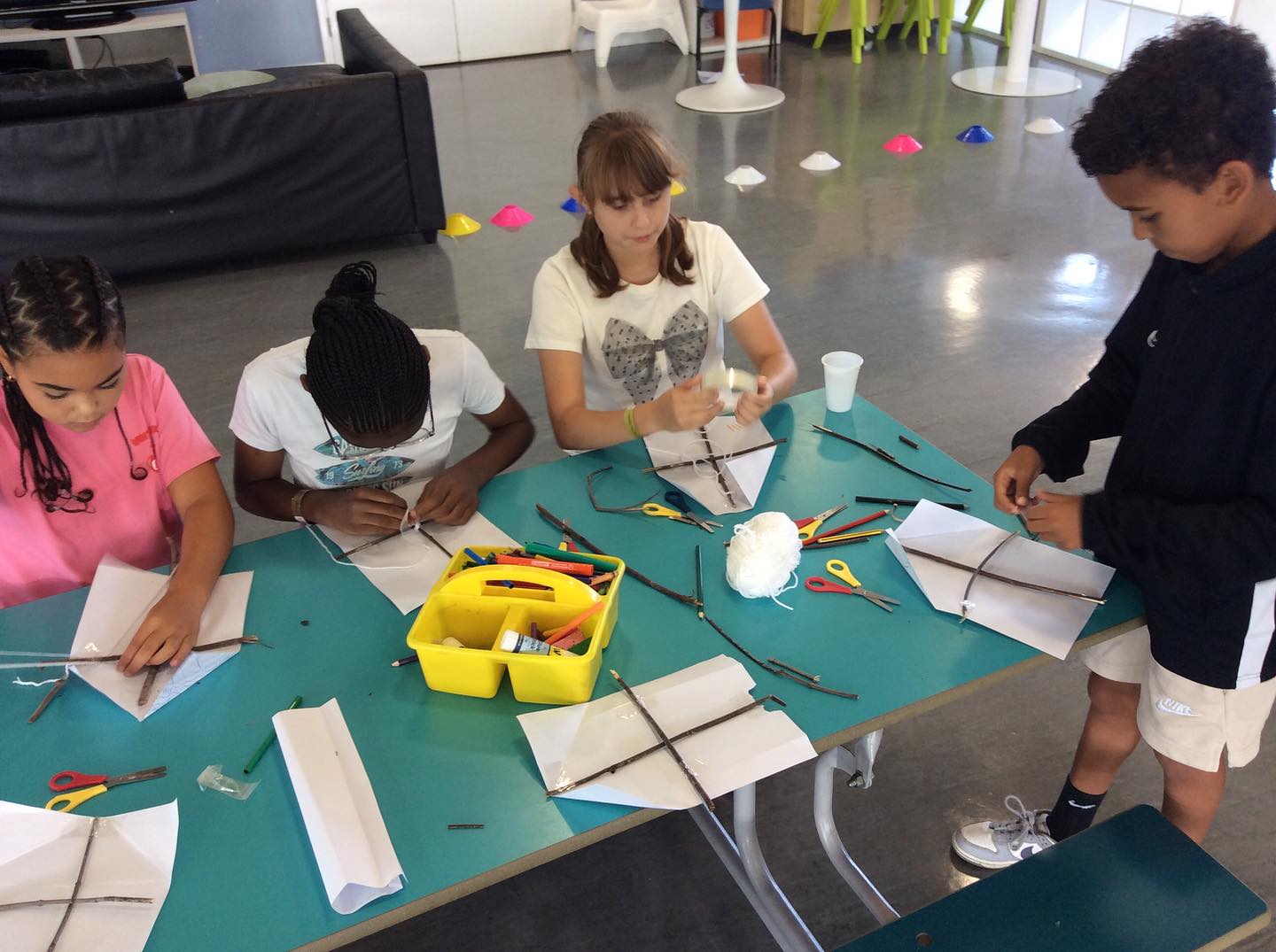 Week One. Monday. Volley-balloon-ball. Kite making. Fruit and vegetables traffic light. #volley-balloon-ball #trafficlights #kitemaking