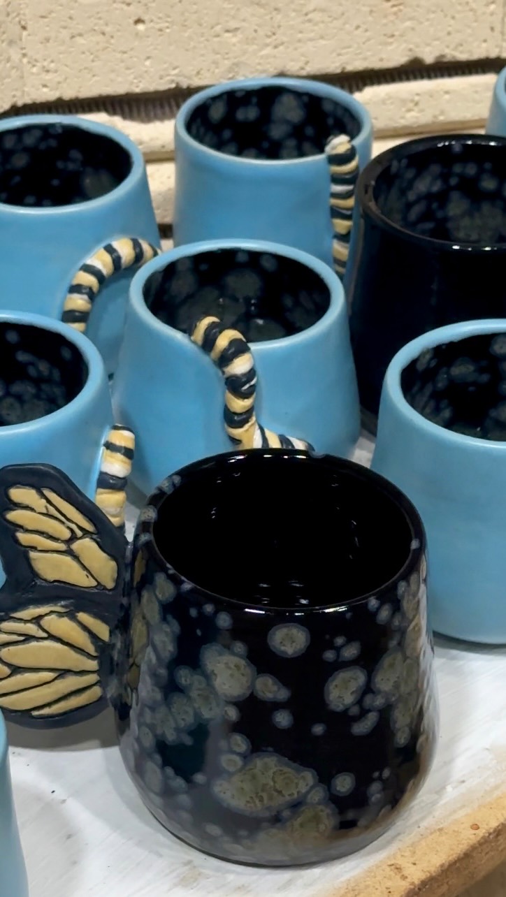 I’ve been working on these bug mugs for quite some time and I’m excited after experimenting with glazes to reveal the colors to start the collection. Stay tuned for more 🐛🦋✨#pottery #potteryofinstagram #natureart #fy #bugs #butterflies