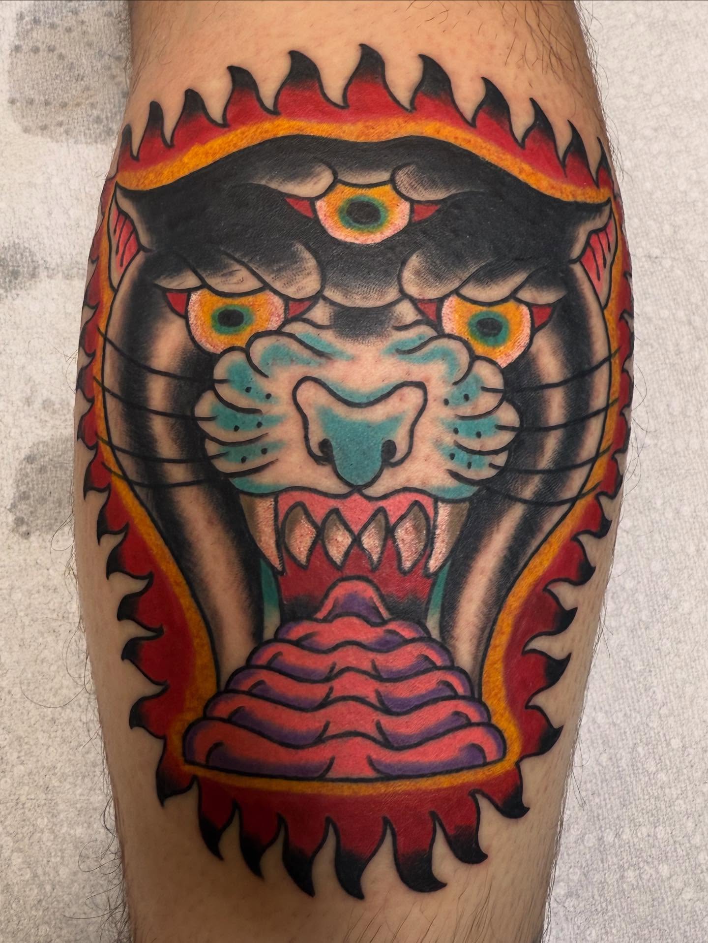 The funk stuff, picked from my flash. Thanks Josh! DM to book for August/September! Made here at @cybertrontattoostudio
•
#traditionaltattoos #americantraditionalpanther #americantraditionaltattoo #traditionalcolortattoo #dentontattoos #dentontattooartist #dfwtattoos #dfwtattooartist #traditionaltattooartist #flashtattoo #boldwillhold #dentontexas #dfwtexas