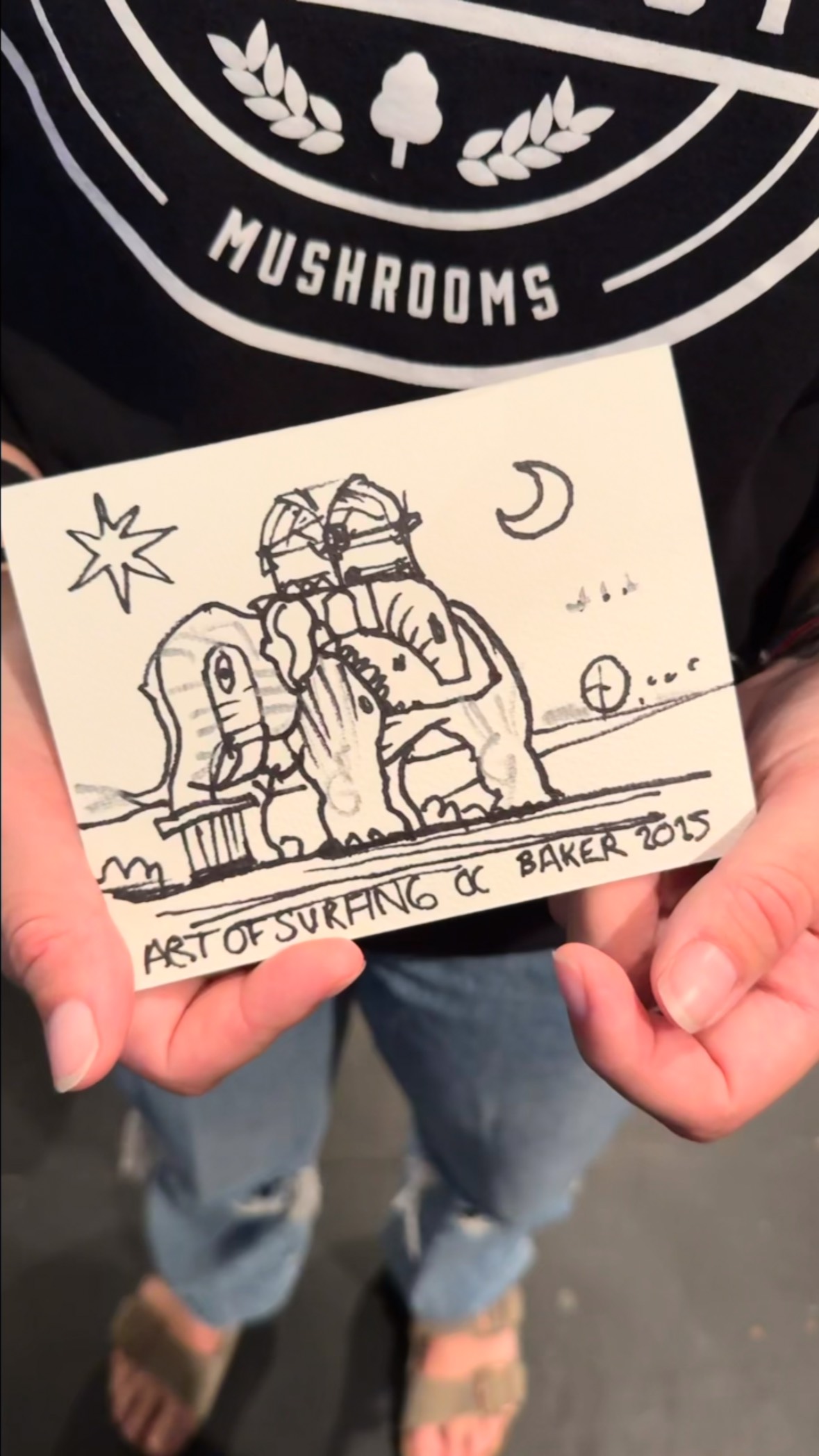 Proof @jonbakerart can draw Lucy the Elephant from memory! #challangeaccepted #legend 🐘🛟 Thanks for sharing your stories, and you better believe we’re framing our own lil Lucy🤙🏼 (finally made it to @artofsurfingocnj @artofsurfingfestival and this happened) oh yea and happy heavenly birthday, @jerrygarcia