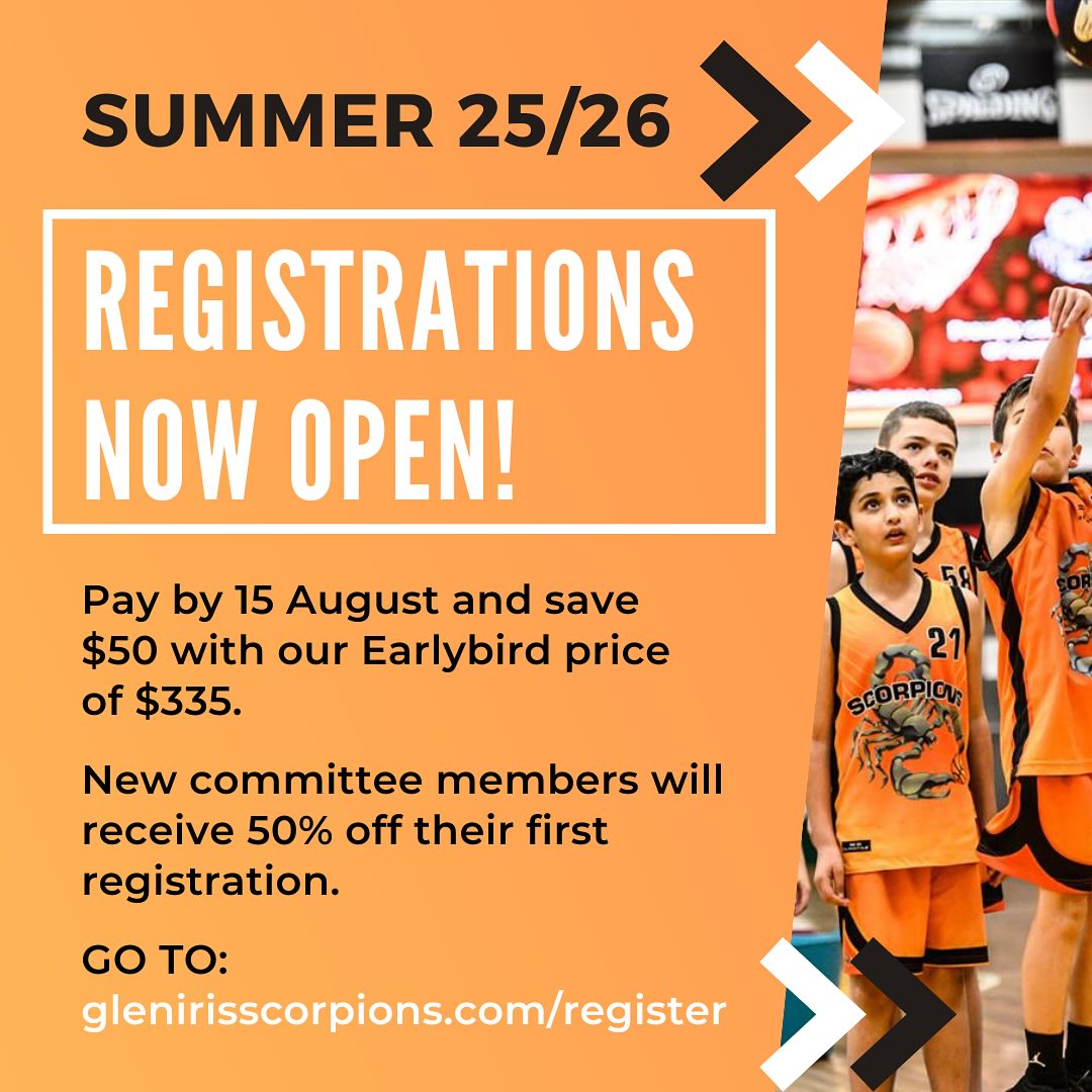 Summer 2025/26 registrations are now open! Register by Friday 15 August to save $50 off our normal fees. Registrations will close Monday 25 August and late fees will apply after this date.
We welcome any parents who would like to support the club and ensure our future to join our committee. New members will receive 50% off their first registration fee, and then 100% in following seasons. We appreciate all our committee members and would not be able to run our wonderful club without them.
Summer season starts the first week of term 4 (Tuesday night games 7 October, Saturday games 11 October, Sunday games 12 October). Sting sting Scorpions! π¦