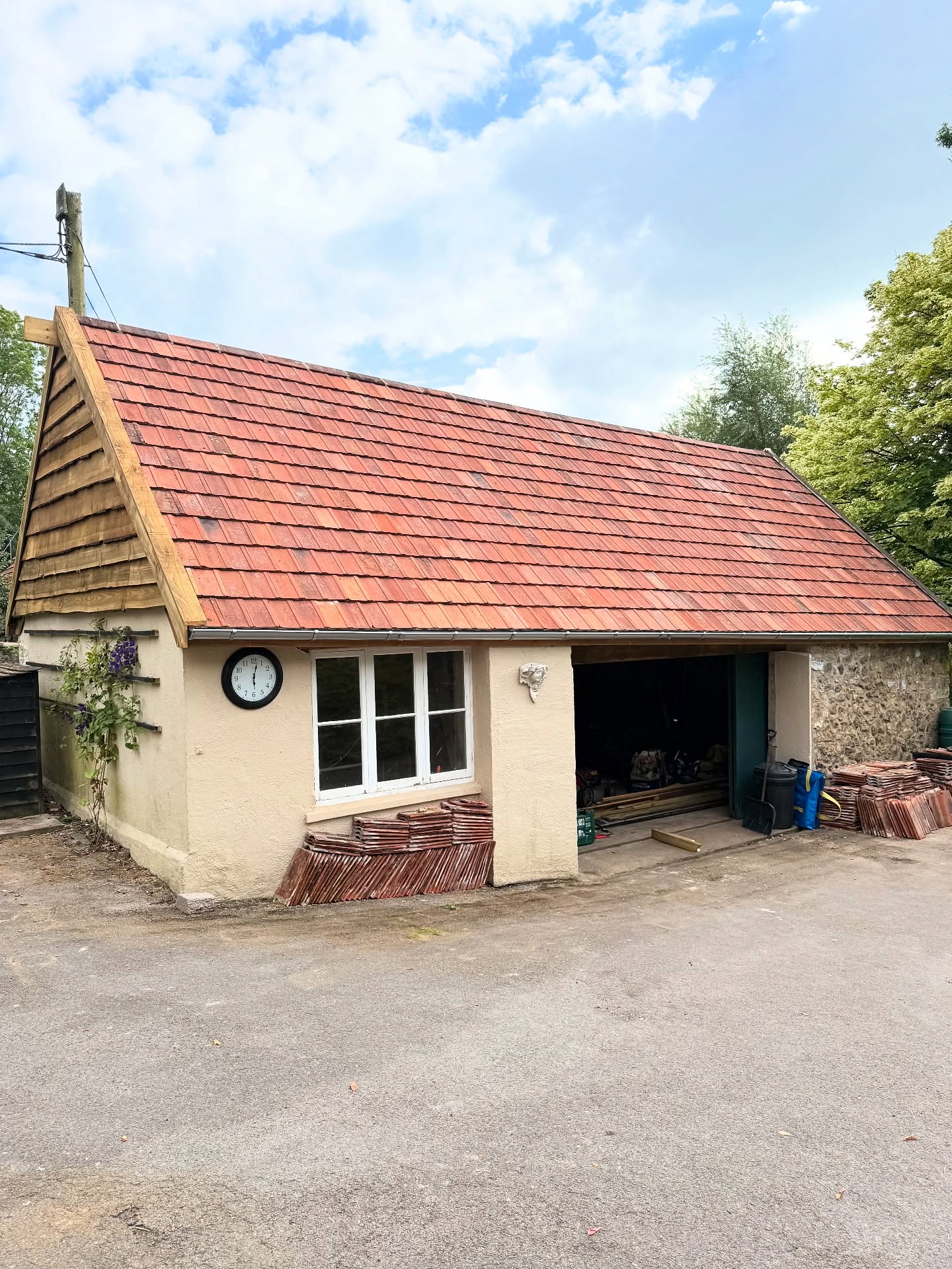 🏡 Roof Transformation
This old barn outbuilding roof had seen better days and was in need of an update. We replaced the rotten rafters and reused as many of the original tiles as possible, using additional reclaimed ones to match where needed. We rebuilt and clad the gable end in waney edge larch - giving the building a new lease of life whilst maintaining the original character.
Check out our stories to see the full transformation 💫
#BarnConversion #RoofRestoration #ReclaimedMaterials #Craftsmanship #RoofReplacement #devonbuilder #LocalBuilder