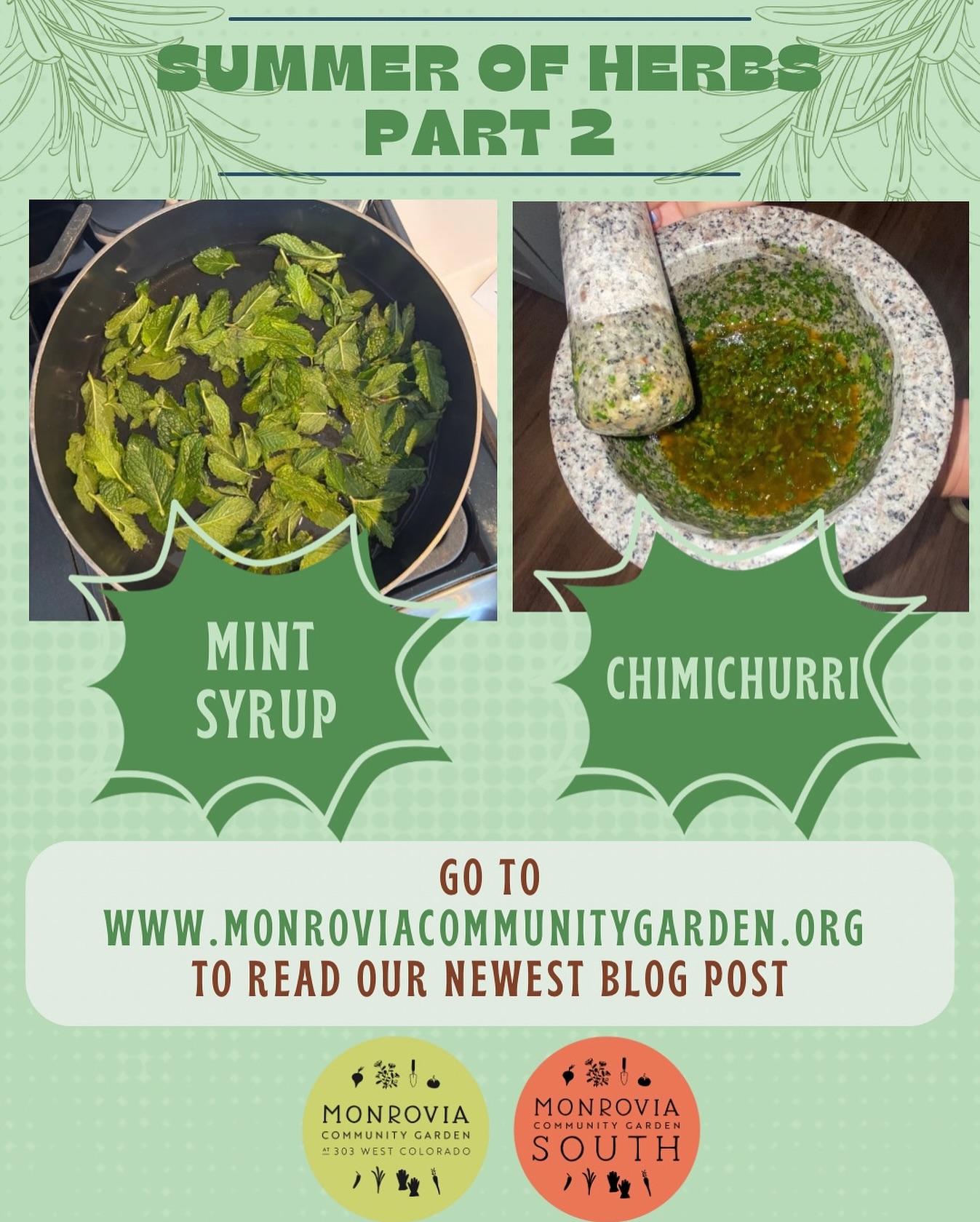 Stop. Hammer thyme. 🌿
Herb recipes blog post part 2 is live on our website! Visit MonroviaCommunityGarden.org for healthy herbaceous recipes right now!
