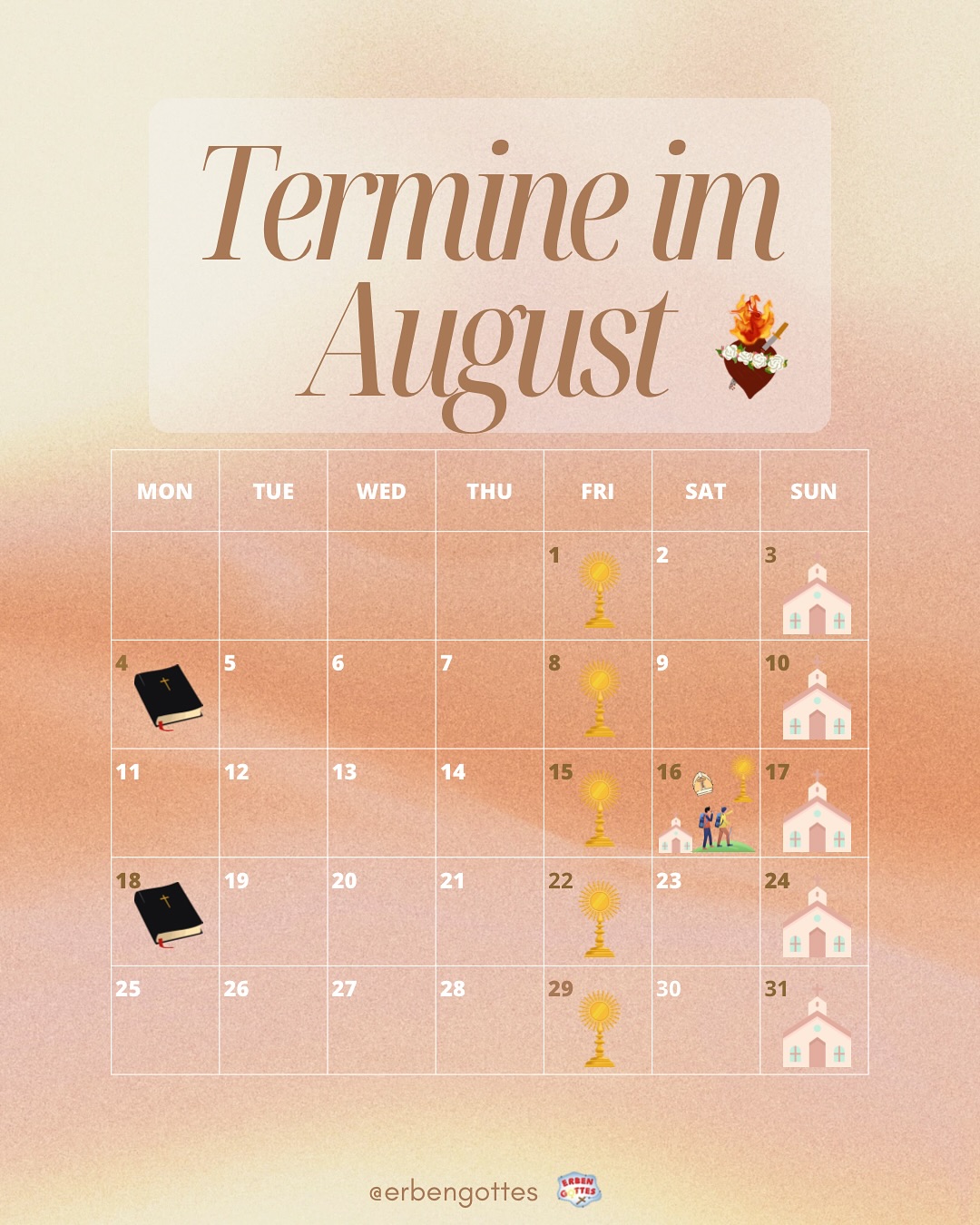 Unsere Termine für den August ❤️🔥 Wir freuen uns, wenn DU dabei bist! 😊