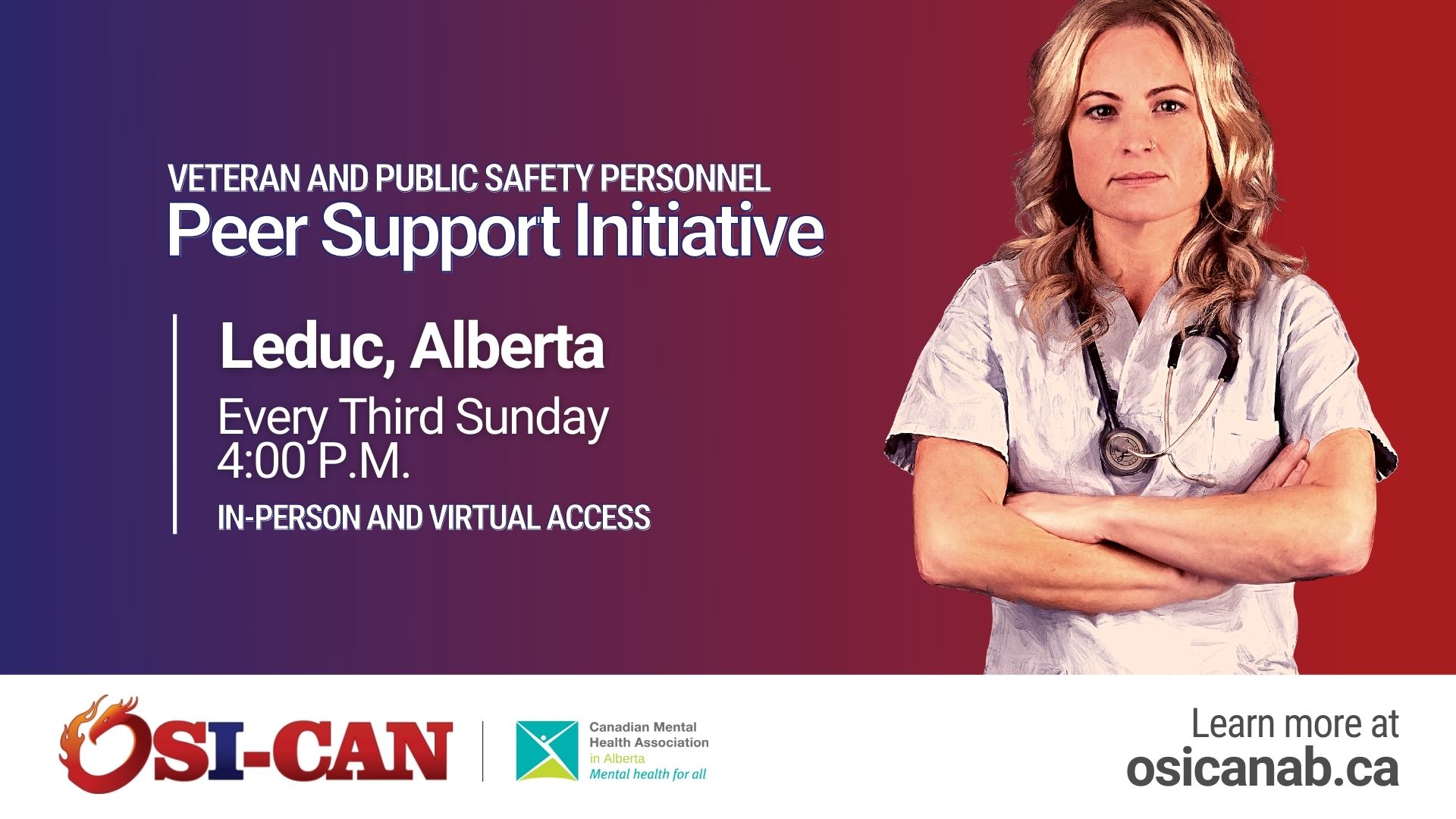 You’re not alone — and you don’t have to carry it alone.
Our Leduc group meets the 3rd Sunday of each month. We offer a safe, confidential space for military, veterans, first responders, and public safety personnel living with Operational Stress Injuries (OSIs) to find support and resources.
Peer-led. Judgment-free. Always free.
DM us or visit us at www.osicanab.ca to learn more or join.
Healing happens in community. Let’s walk this road together. 💙
#OSICANAlberta #LeducSupportGroup #PeerSupport #MentalHealthMatters #FirstResponders #VeteransSupport #YouAreNotAlone