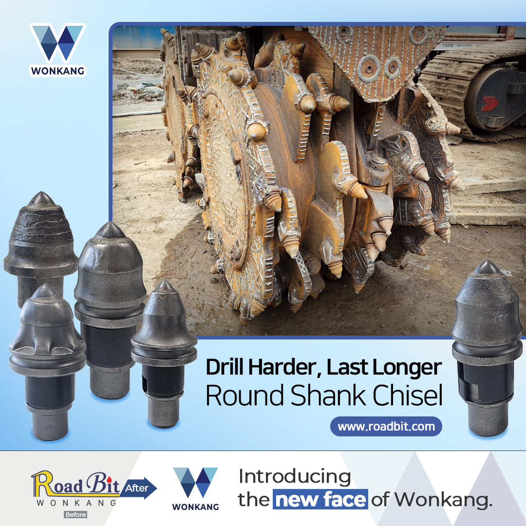 Drill Harder, Last Longer - Round Shank Chisel
www.roadbit.com
#Diaphragmwall #Slurrywall #trenchcutter #BC30 #BC32 #BC35 #BC40 #cutterteeth #gearbox #mudpump #korea #wonkang #roadbit #cuttingwheel #BCF10 #BCF9 #spareparts #Mechanicalseals #Damper #Gearing #Complete #Assembly #roadheader #pick #tunneling #1500mm #bearing